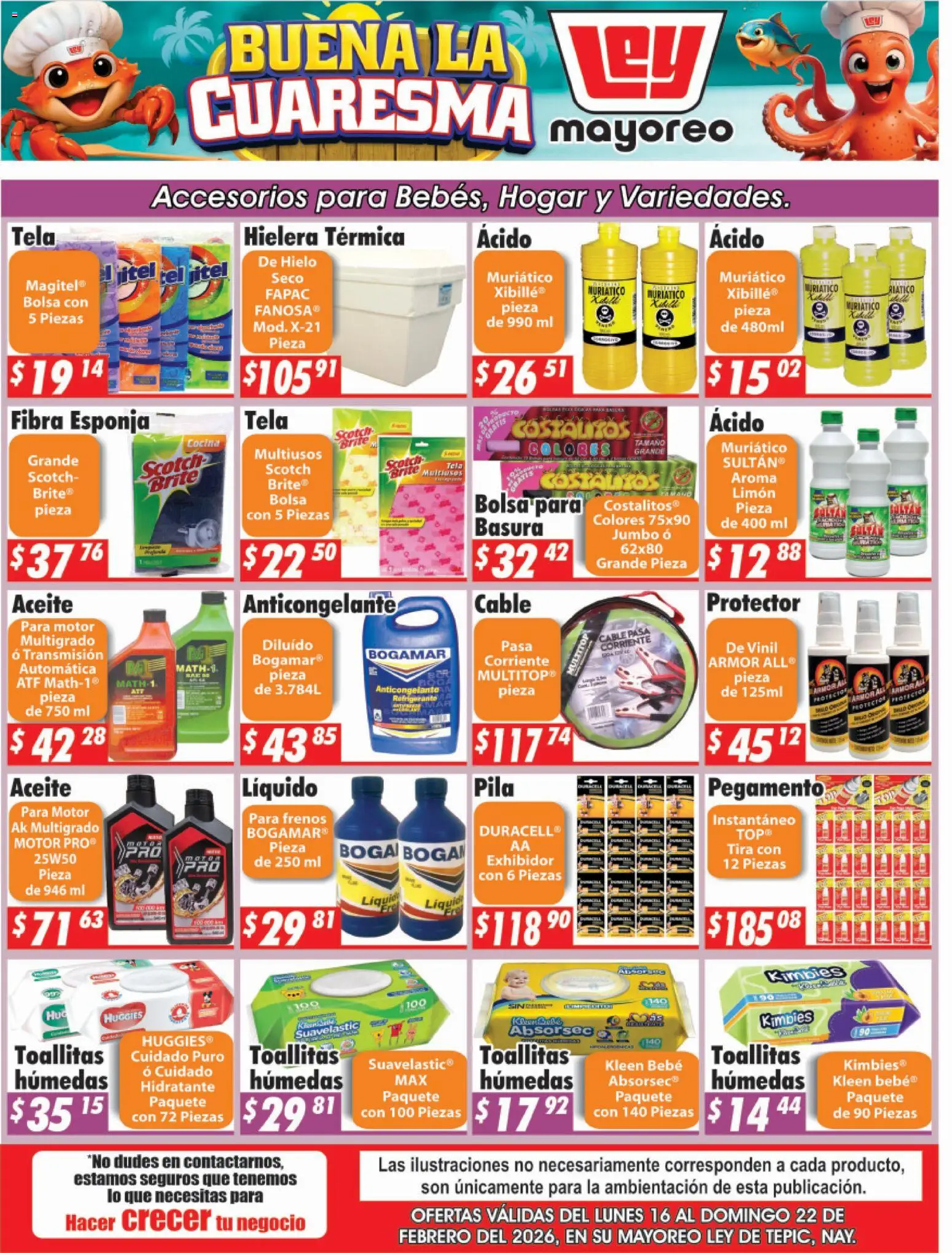 Nuevas ofertas de Casa Ley válidas en toda la República Mexicana desde el 16.02.2026. ¡Encuentra las mejores ofertas en Casa Ley folleto Tepic! | Página: 1 | Productos: Bolsa, Toallitas húmedas, Pegamento, Hielera