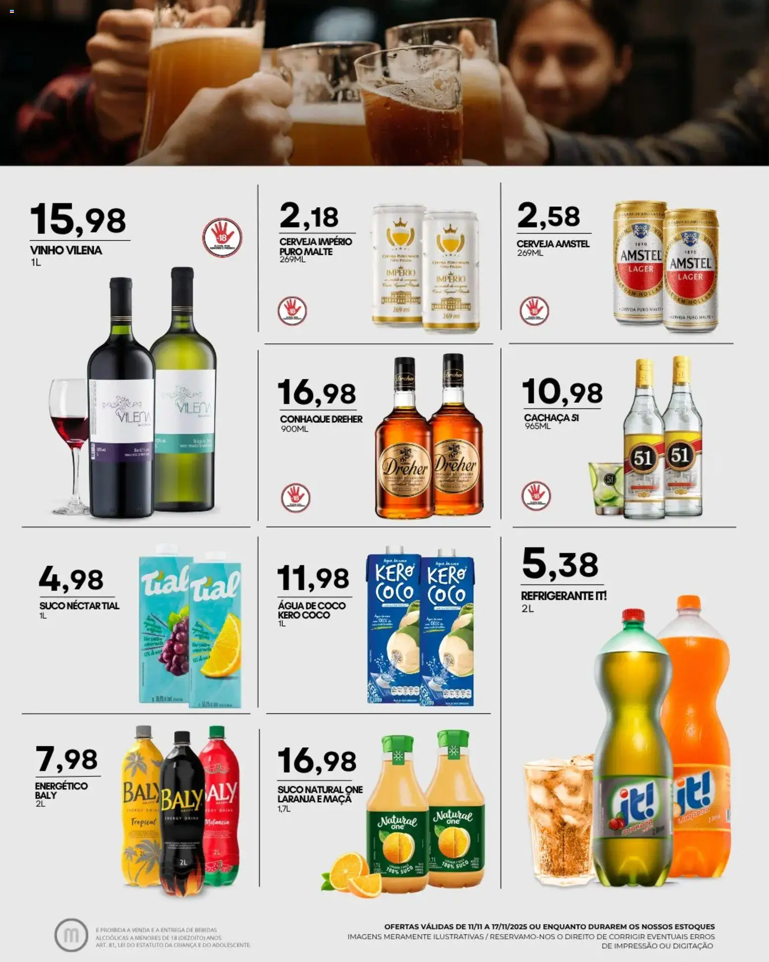 Mercadão Atacadista Folheto - válido de 11.11.2025 | Página: 10 | Produtos: Energético, Cachaça, Suco, Vinho