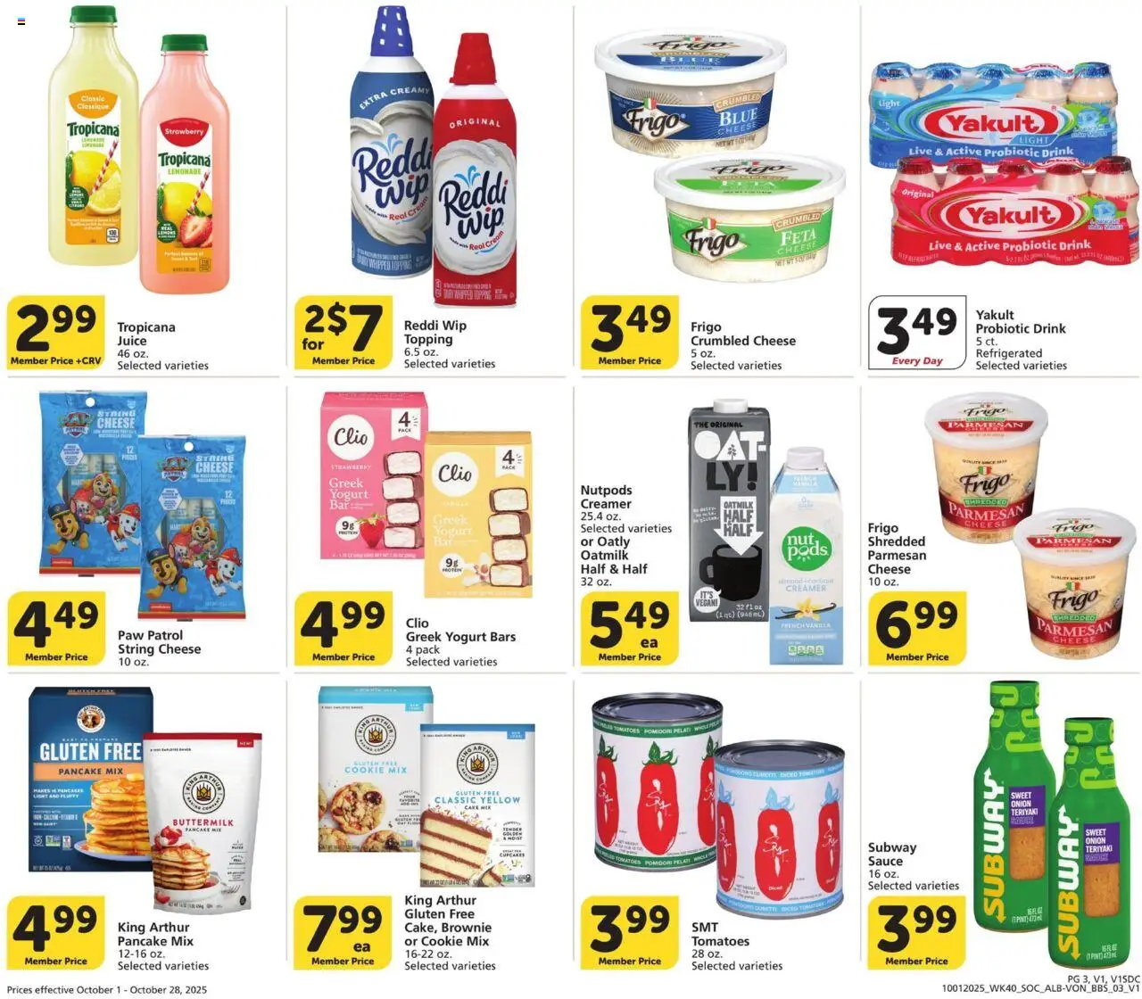Vons Big Book of Savings - valid from 01.10.2025 | Page: 3 | Products: Cheese, Juice, Tomatoes, Cream