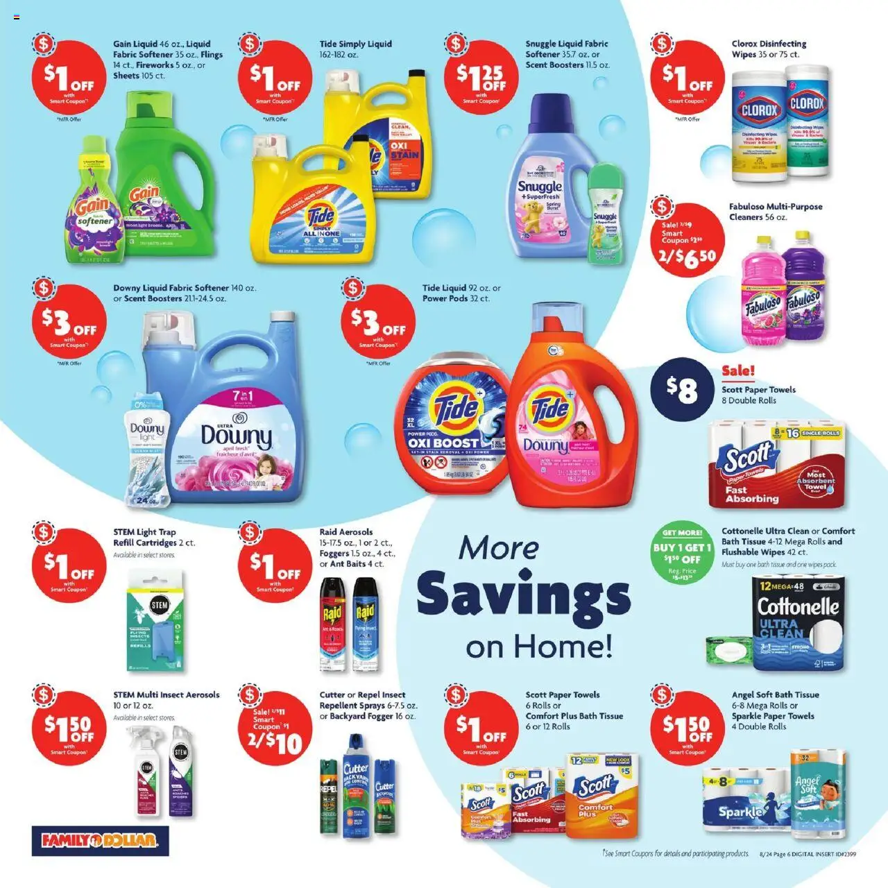 Family Dollar Weekly Ad - valid from 24.08.2025 | Page: 8 | Products: Bath, Fabric softener, Cutter