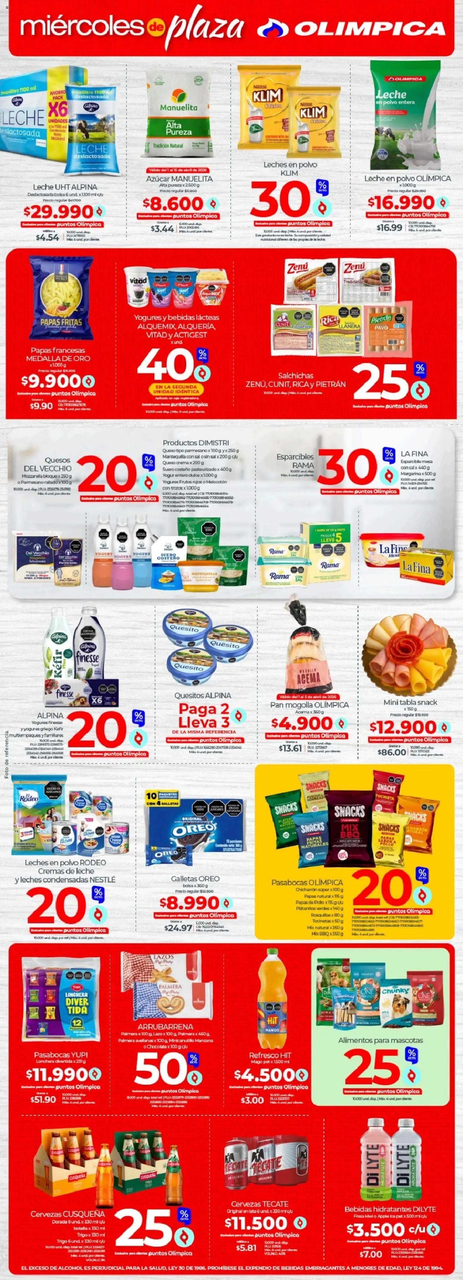 Olímpica revista - valida desde el 01.04.2026 | Página: 2 | Productos: Botella, Mango, Queso, Chocolate
