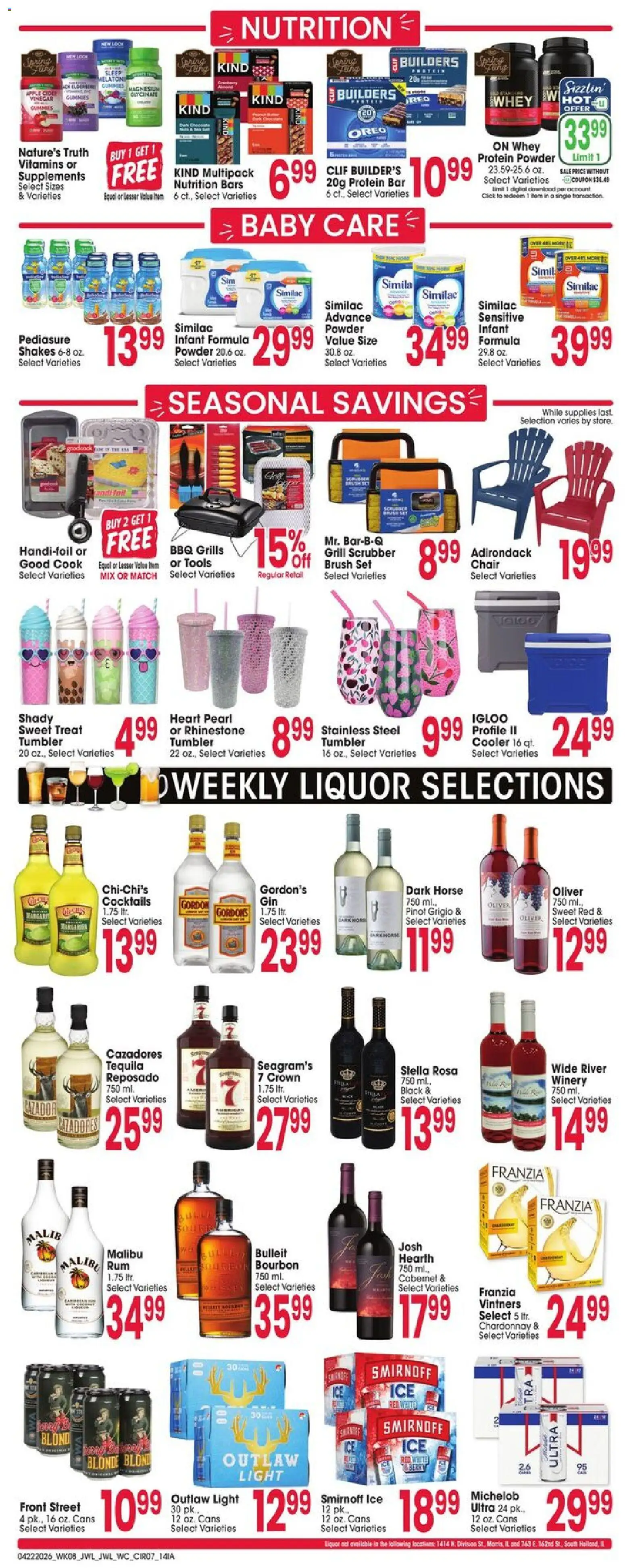 Jewel Osco Weekly Ad - IA - valid from 22.04.2026 | Page: 7 | Products: Vinegar, Chair, Brush, Bourbon