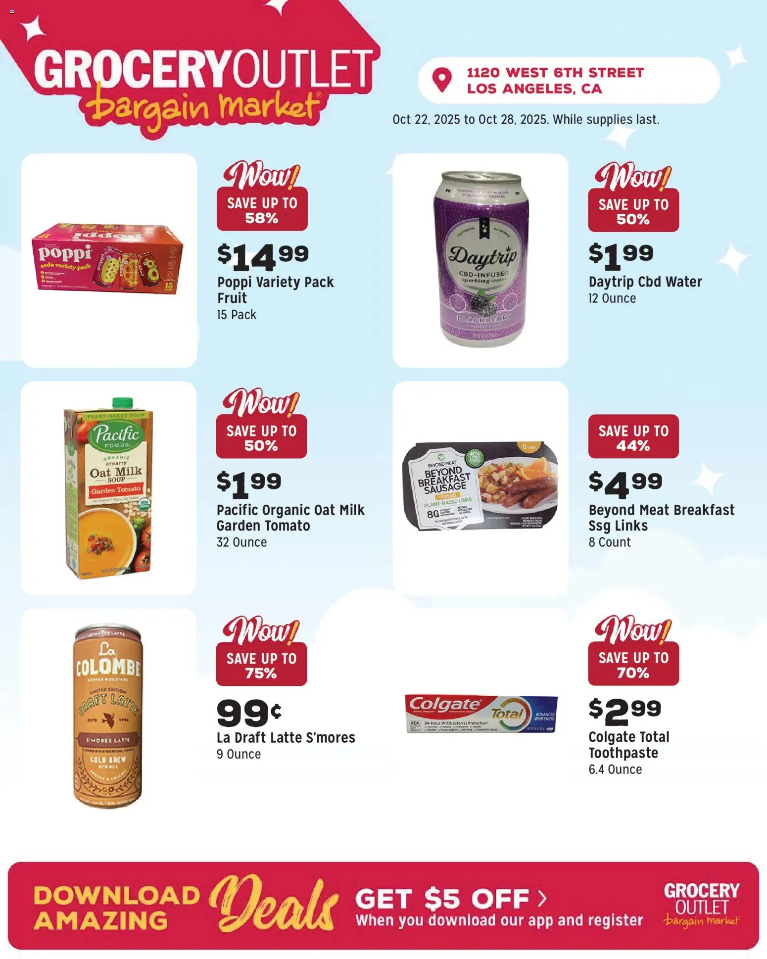 Grocery Outlet Weekly Ad - CA - valid from 22.10.2025 | Page: 10 | Products: Milk, Toothpaste, Water, Sausage