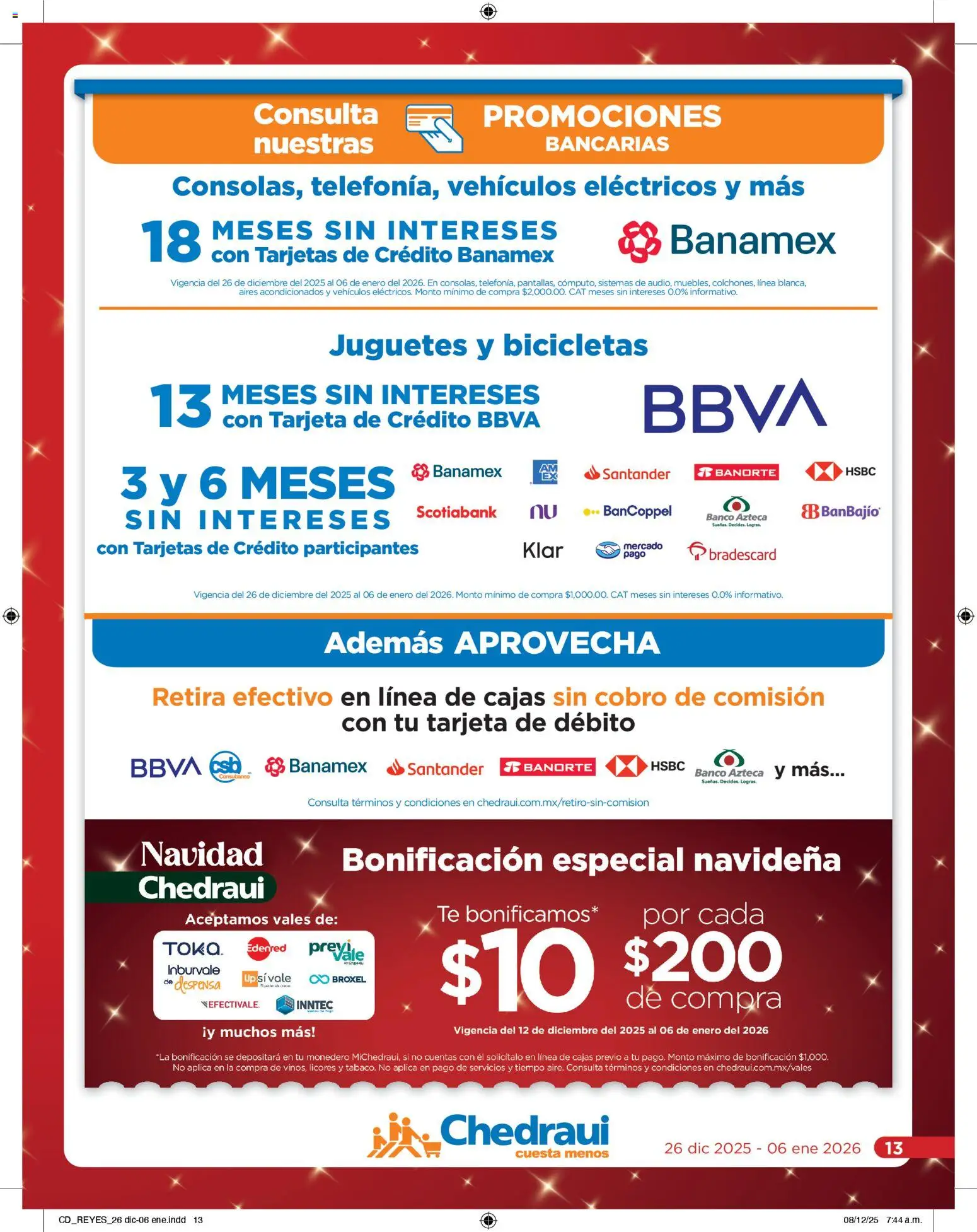 Nuevas ofertas de Chedraui válidas en toda la República Mexicana desde el 26.12.2025. ¡Encuentra las mejores ofertas en Chedraui folleto Reyes donde tus deseos se cumplen! | Página: 13 | Productos: Monedero, Banco, Despensa, Té