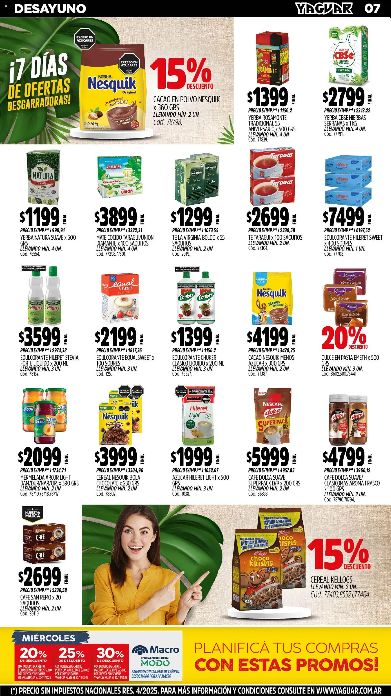 Yaguar - General Roca │ válido desde el 10.11.2025 | Página: 7 | Productos: Azucar, Polvo, Té, Pasta