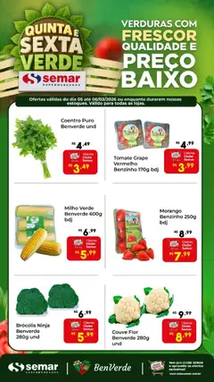 Semar Supermercado ofertas Quinta e Sexta Verde - Pré-Visualização do folheto da loja Semar Supermercado, válido de 05.03.2026