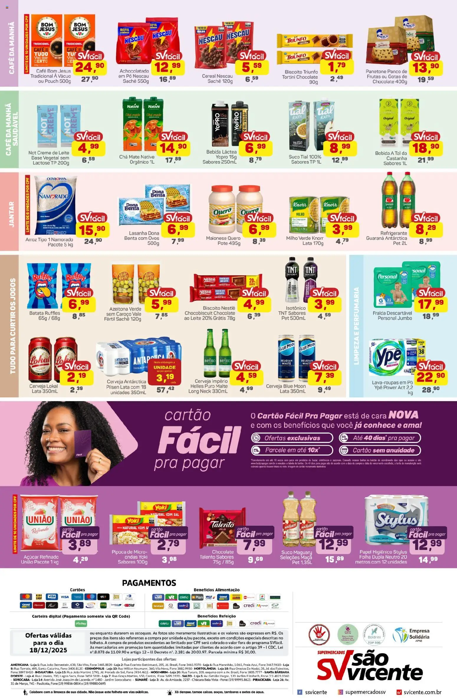Supermercados São Vicente Folheto - válido de 18.12.2025 | Página: 2 | Produtos: Cará, Arroz, Knorr, Creme de leite