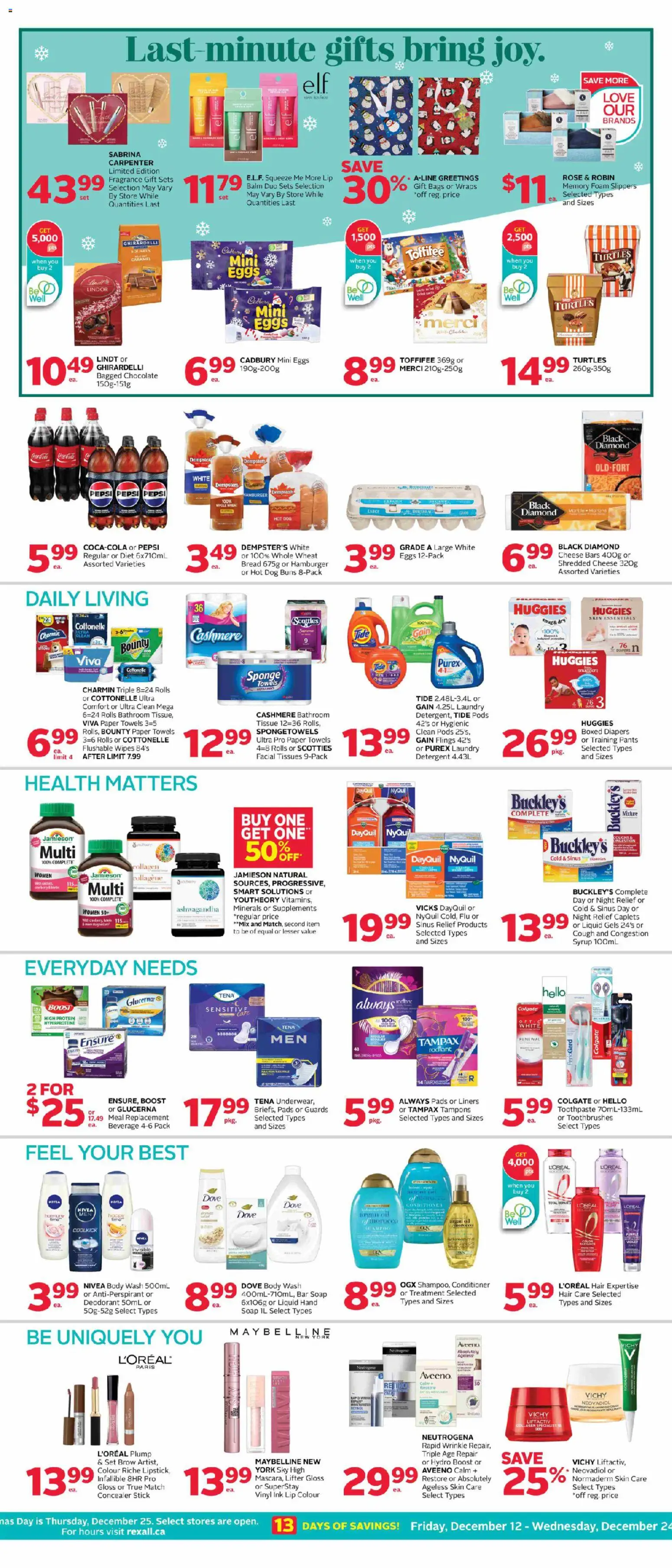 Rexall flyer valid from 19.12.2025 | Page: 1 | Products: Fragrance, Soap, Antiperspirant, Chocolate