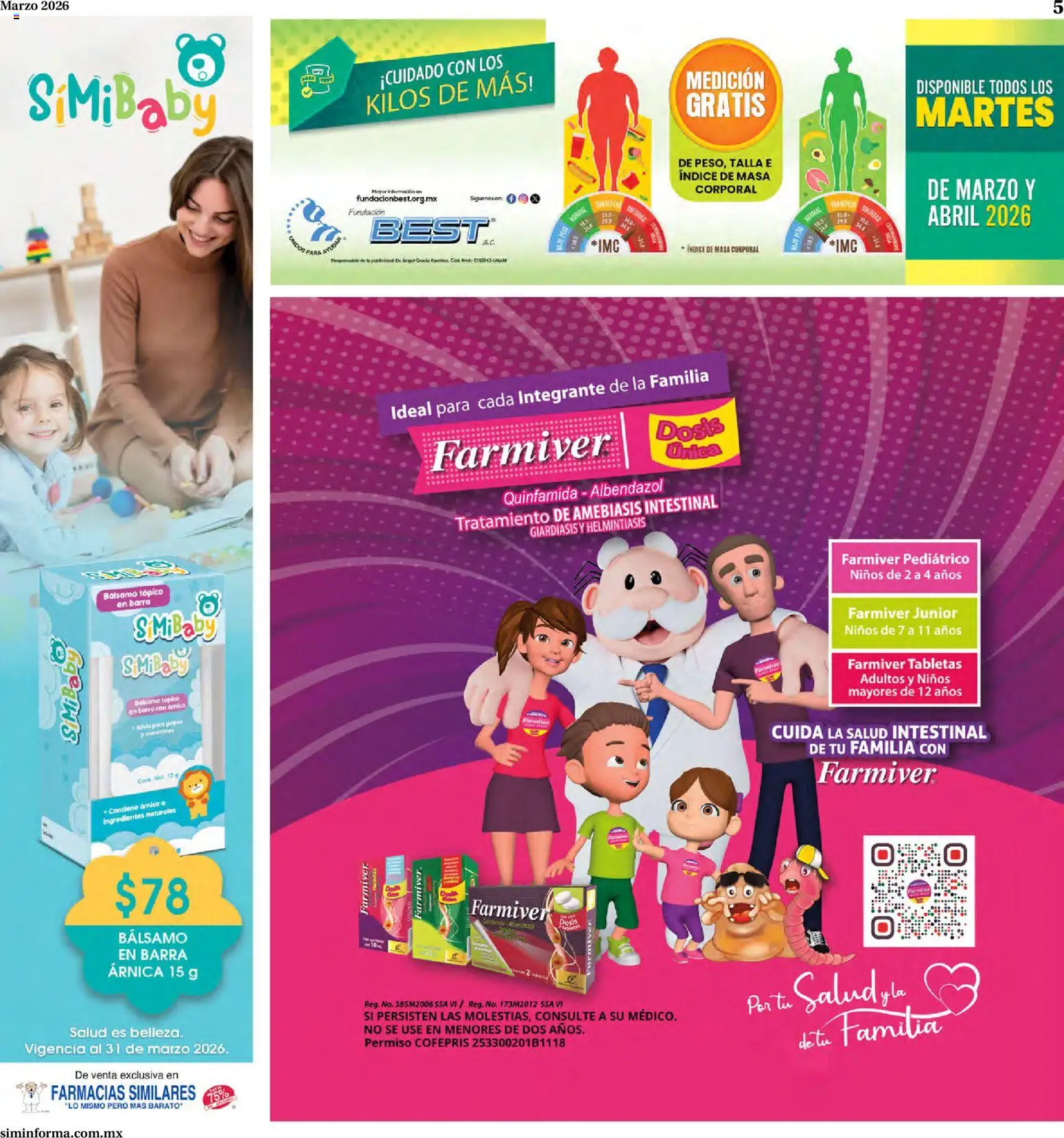 Nuevas ofertas de Farmacias Similares válidas en toda la República Mexicana desde el 01.03.2026. ¡Encuentra las mejores ofertas en Farmacias Similares catálogo! | Página: 5 | Productos: Bálsamo, Barra