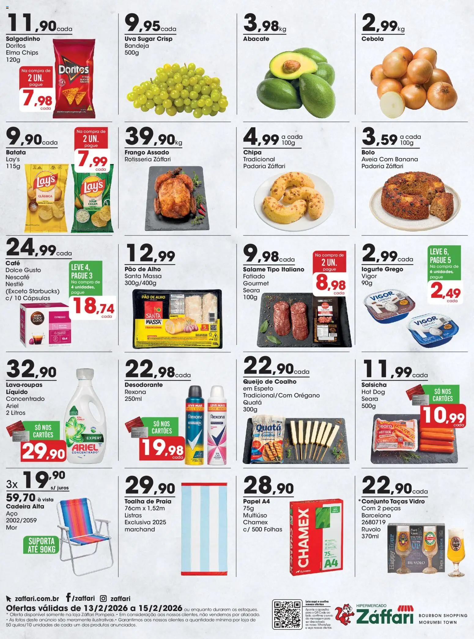 Zaffari Folheto - válido de 13.02.2026 | Página: 2 | Produtos: Queijo, Pão, Rexona, Aveia