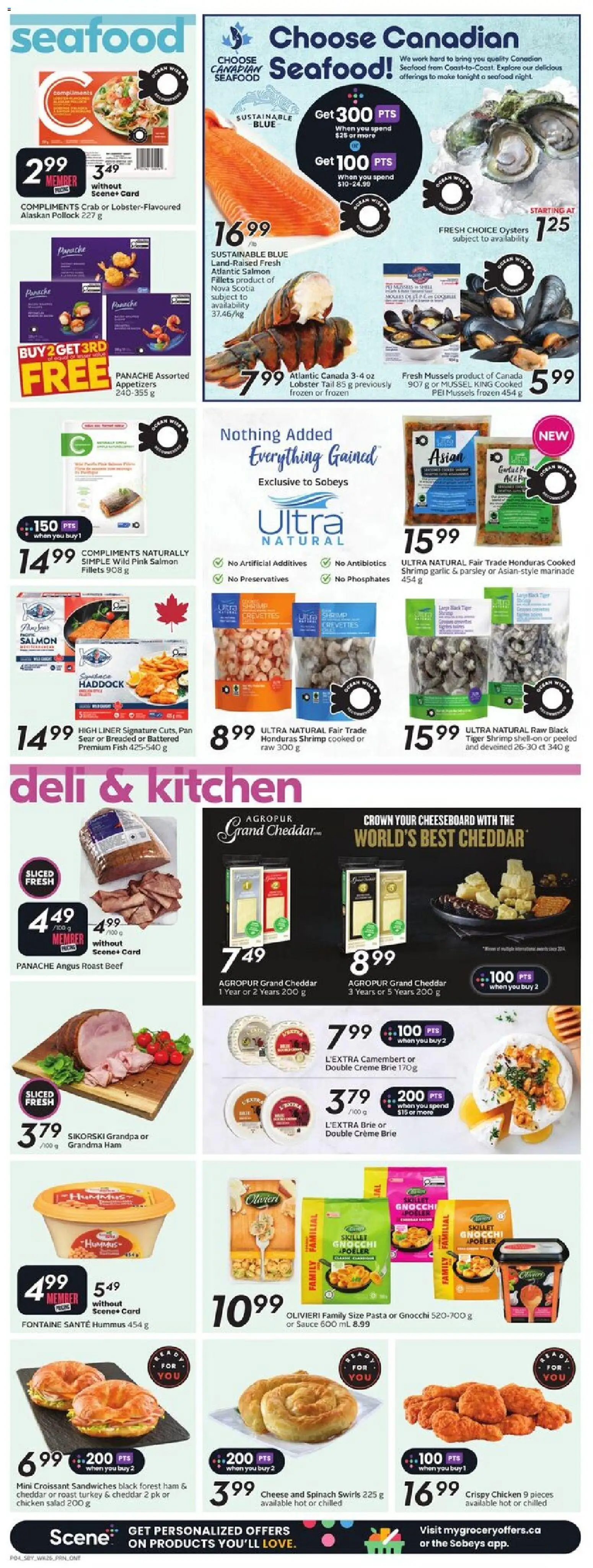 Sobeys flyer valid from 23.10.2025 | Page: 7 | Products: Fish, Pasta, Cheese, Chicken