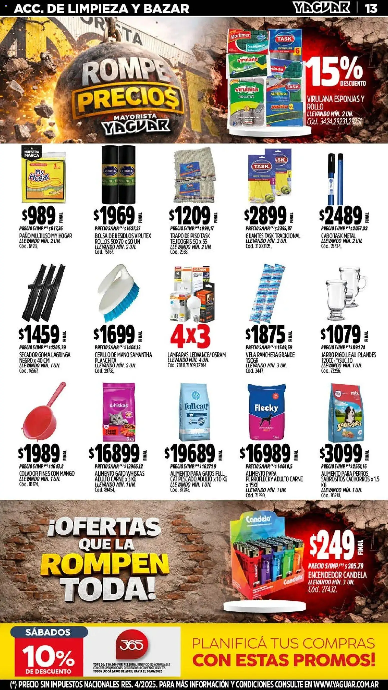 Yaguar - Oferta Semanal Chaco │ válido desde el 06.04.2026 | Página: 13 | Productos: Bolsa, Pescado, Cepillo, Guantes