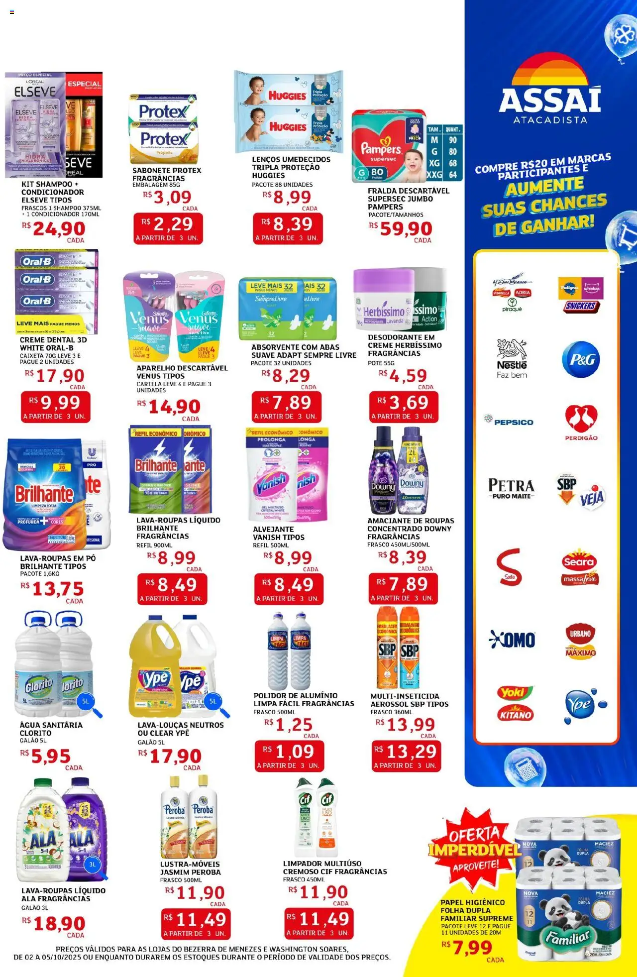 Assaí Atacadista Folheto - válido de 02.10.2025 | Página: 7 | Produtos: Limpador multiuso, Sabonete, Sempre Livre, Absorvente