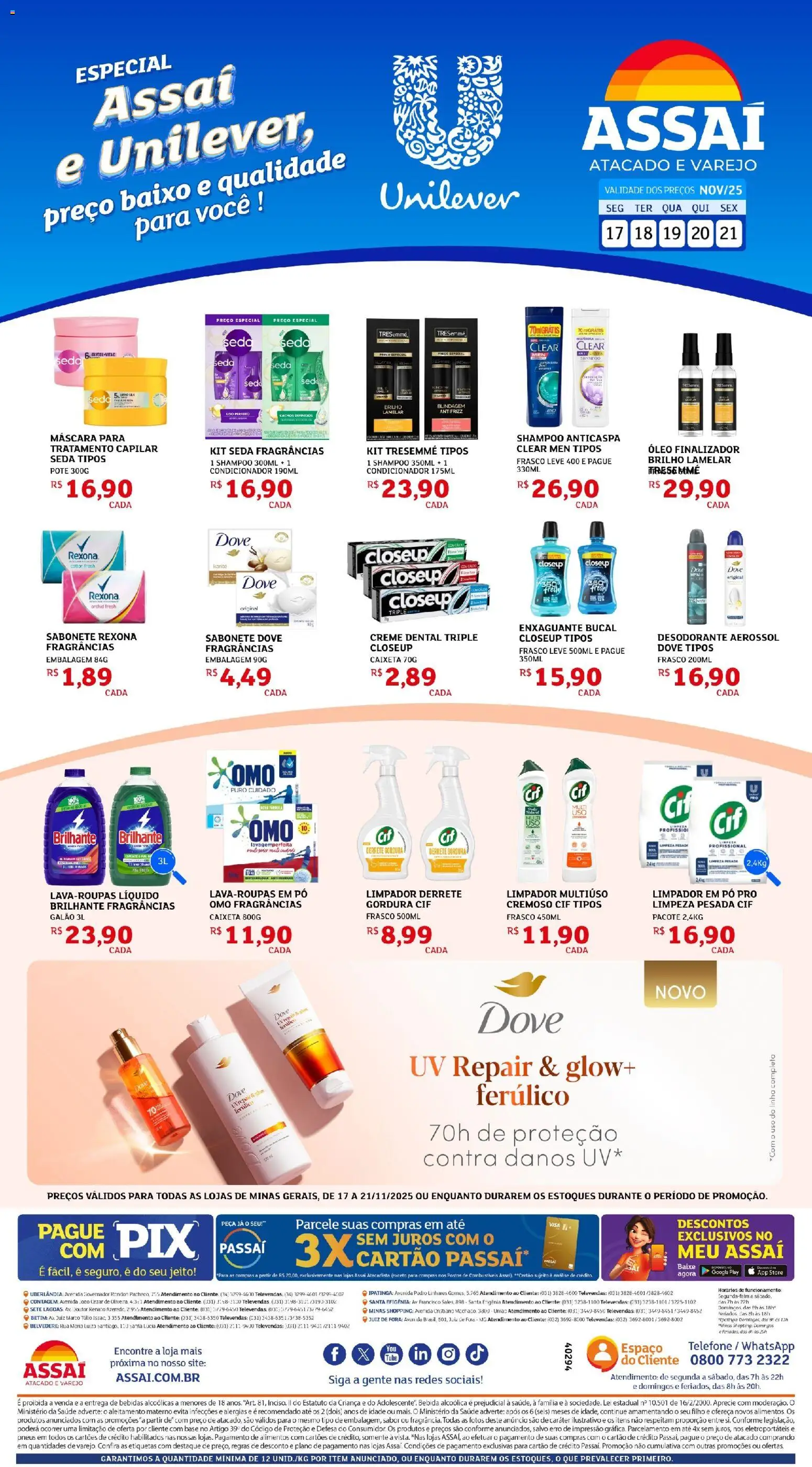 Assaí Atacadista Folheto - válido de 17.11.2025 | Página: 1 | Produtos: Shampoo, Desodorante, Cama, Sabonete