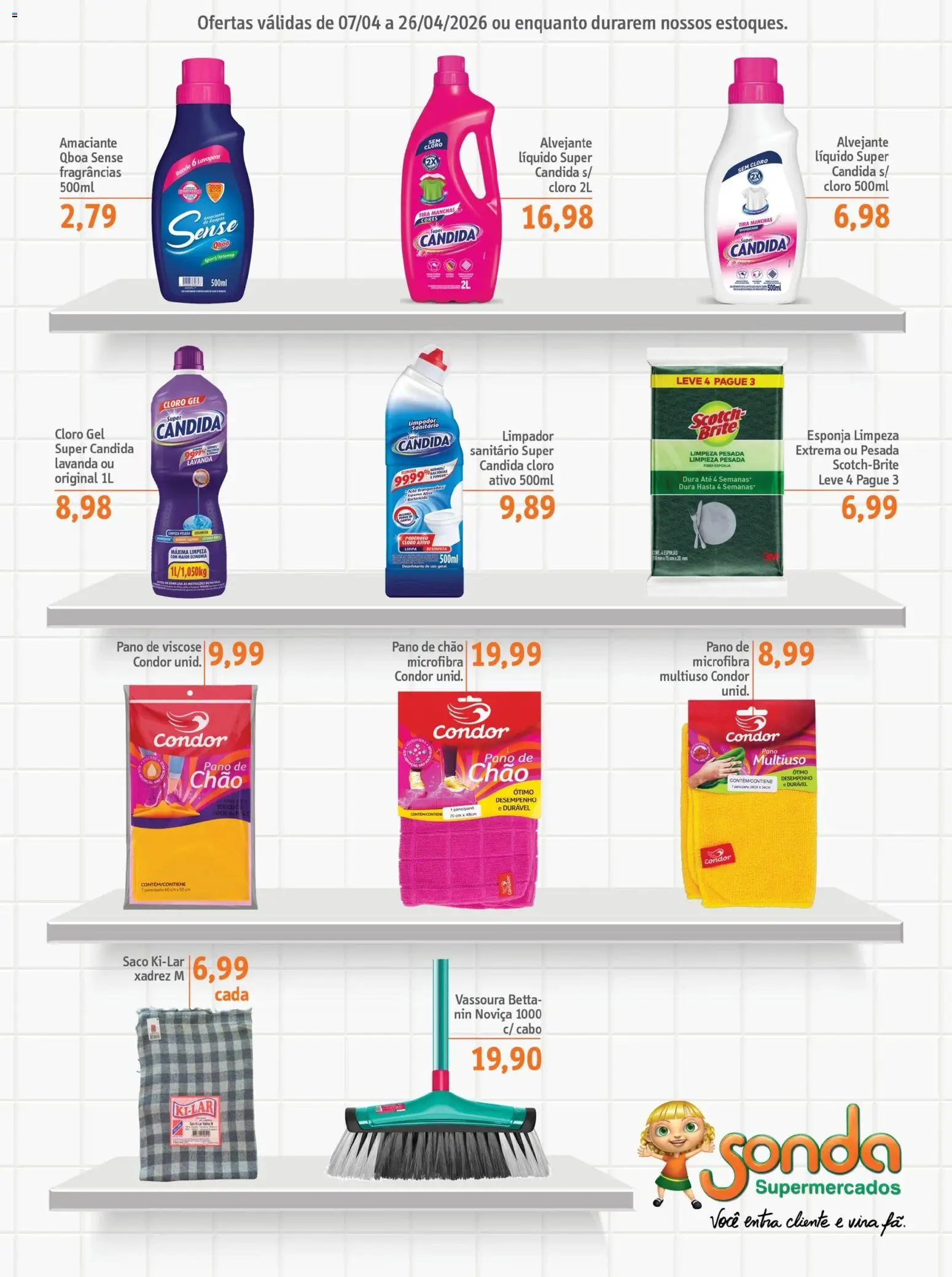 Sonda Folheto - válido de 07.04.2026 | Página: 9 | Produtos: Esponja, Amaciante, Cabo, Desinfetante