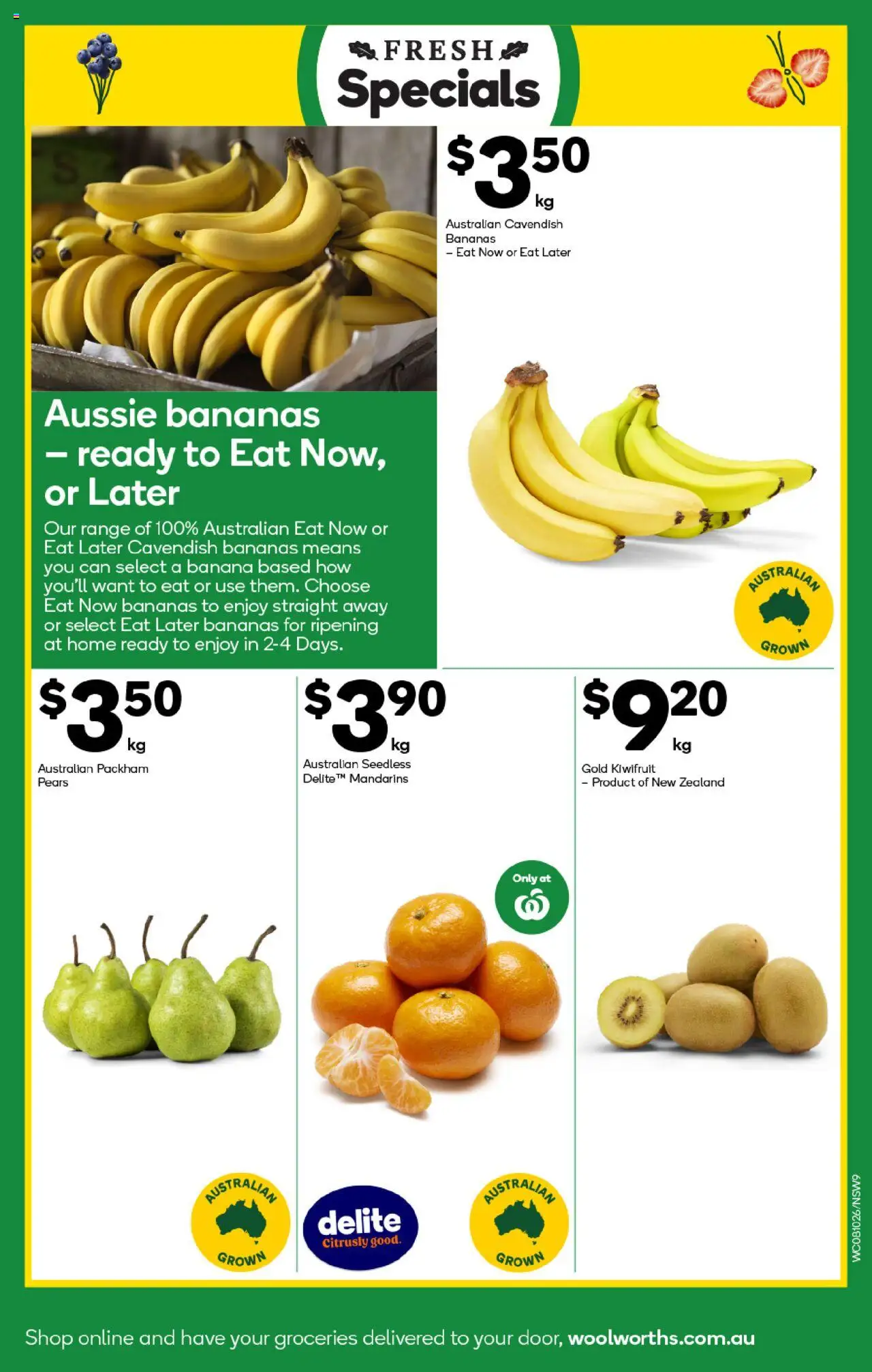 Woolworths catalogue - valid from 08.10.2025 | Page: 9 | Products: Bananas, Kiwifruit, Mandarins