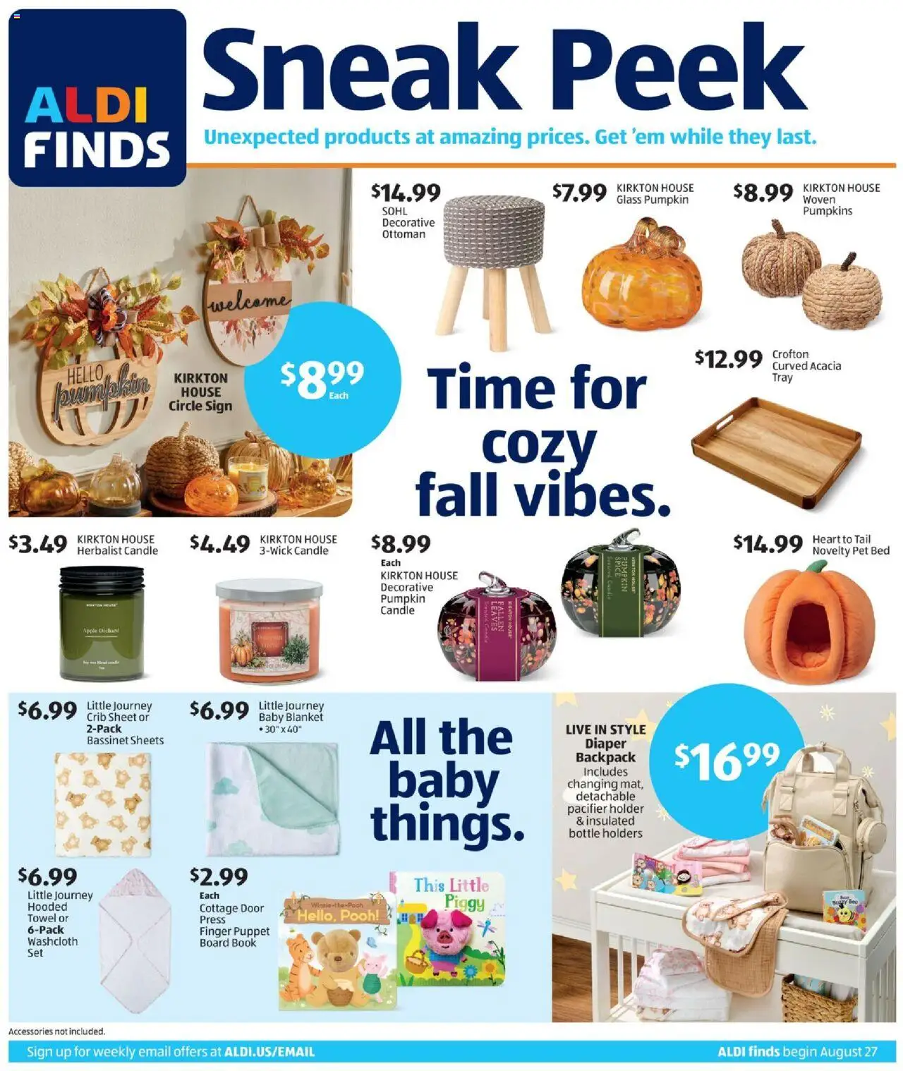 Aldi In Store Ad - valid from 27.08.2025 | Page: 1 | Products: Pet Bed, Ottoman, Pumpkin, Sheet