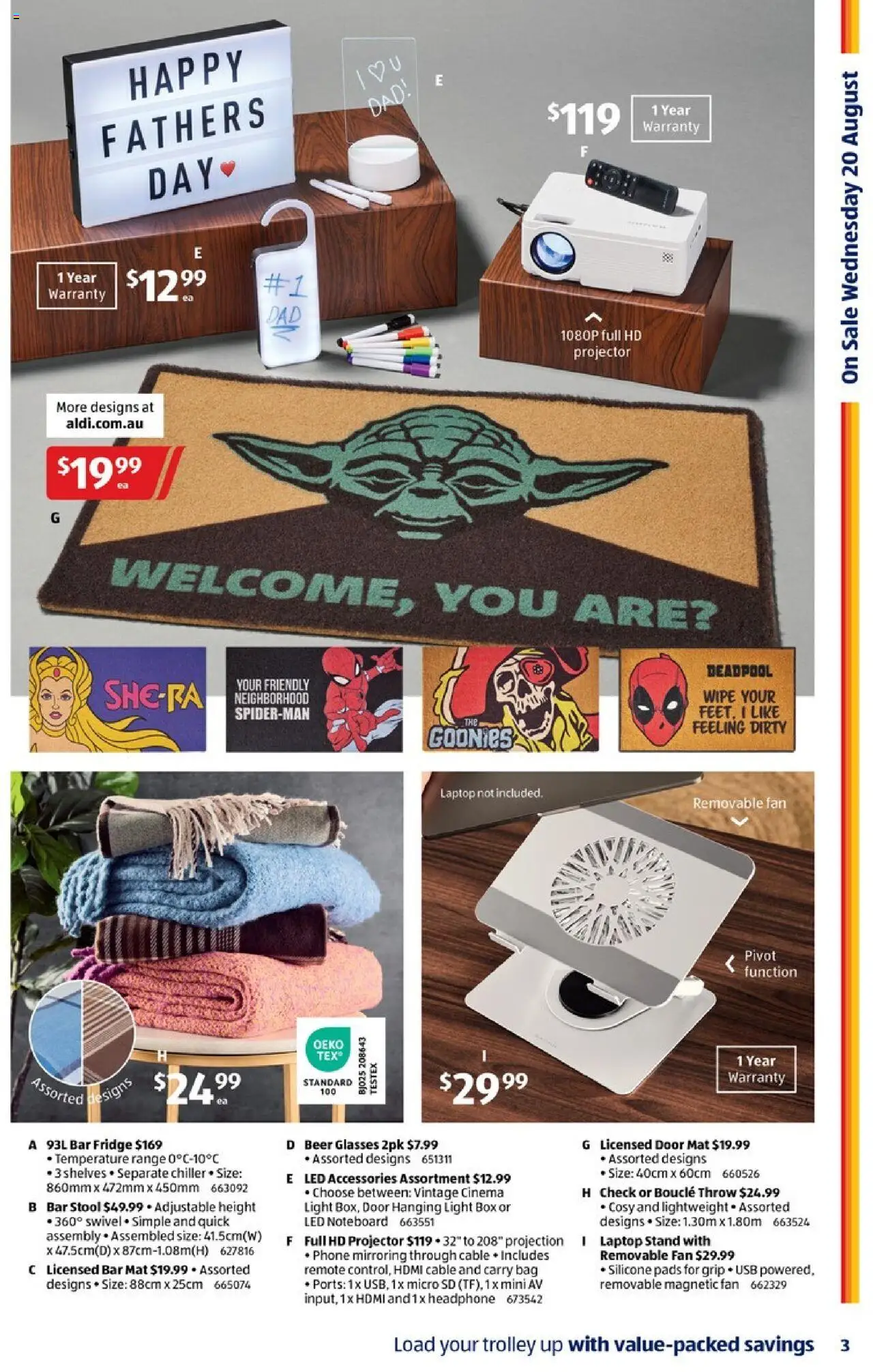 Aldi catalogue - valid from 20.08.2025 | Page: 3 | Products: Box, Bag, Projector, Fan