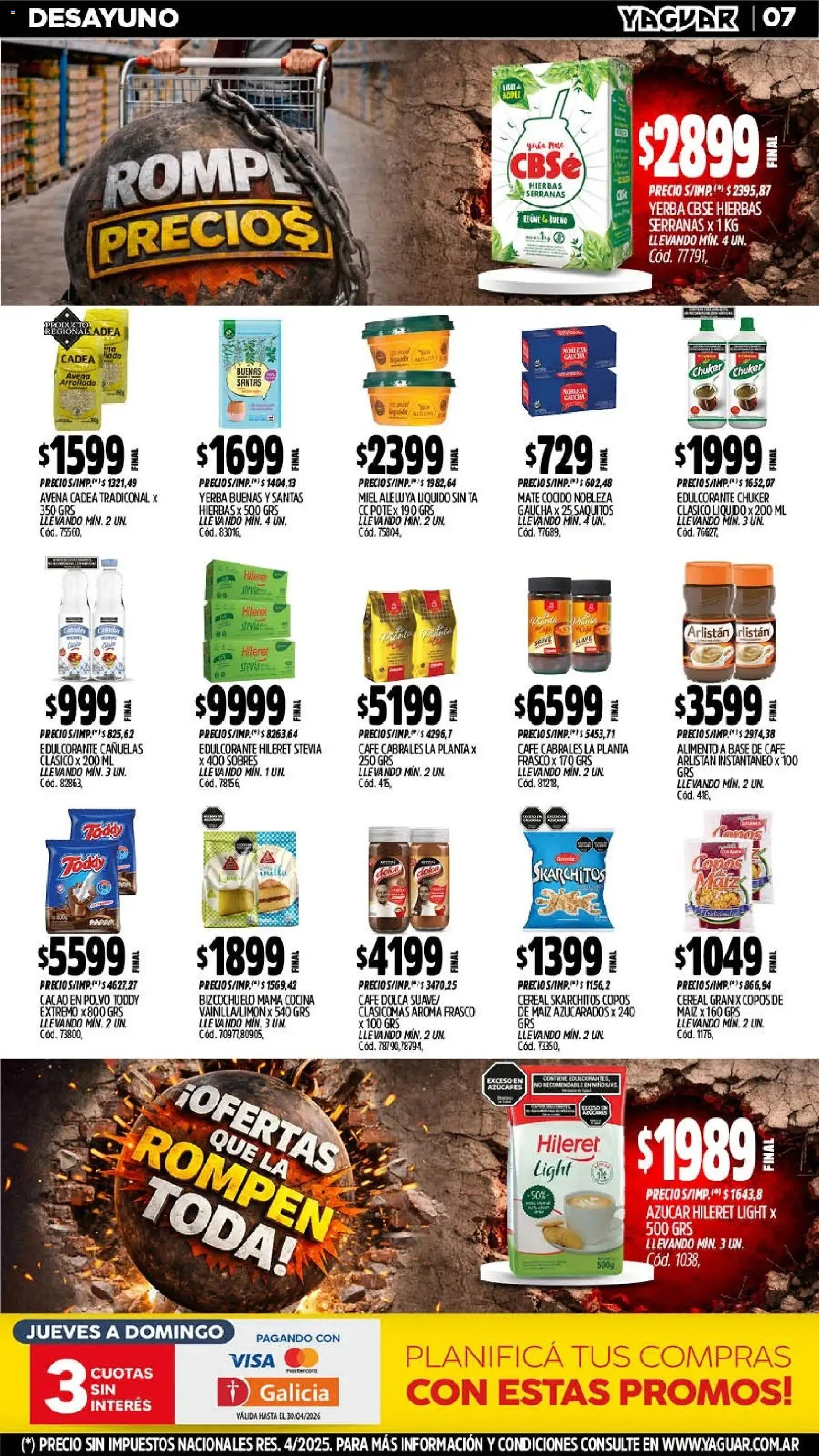 Yaguar - Oferta Semanal San Juan │ válido desde el 13.04.2026 | Página: 8 | Productos: Copos, Mate, Edulcorante, Café