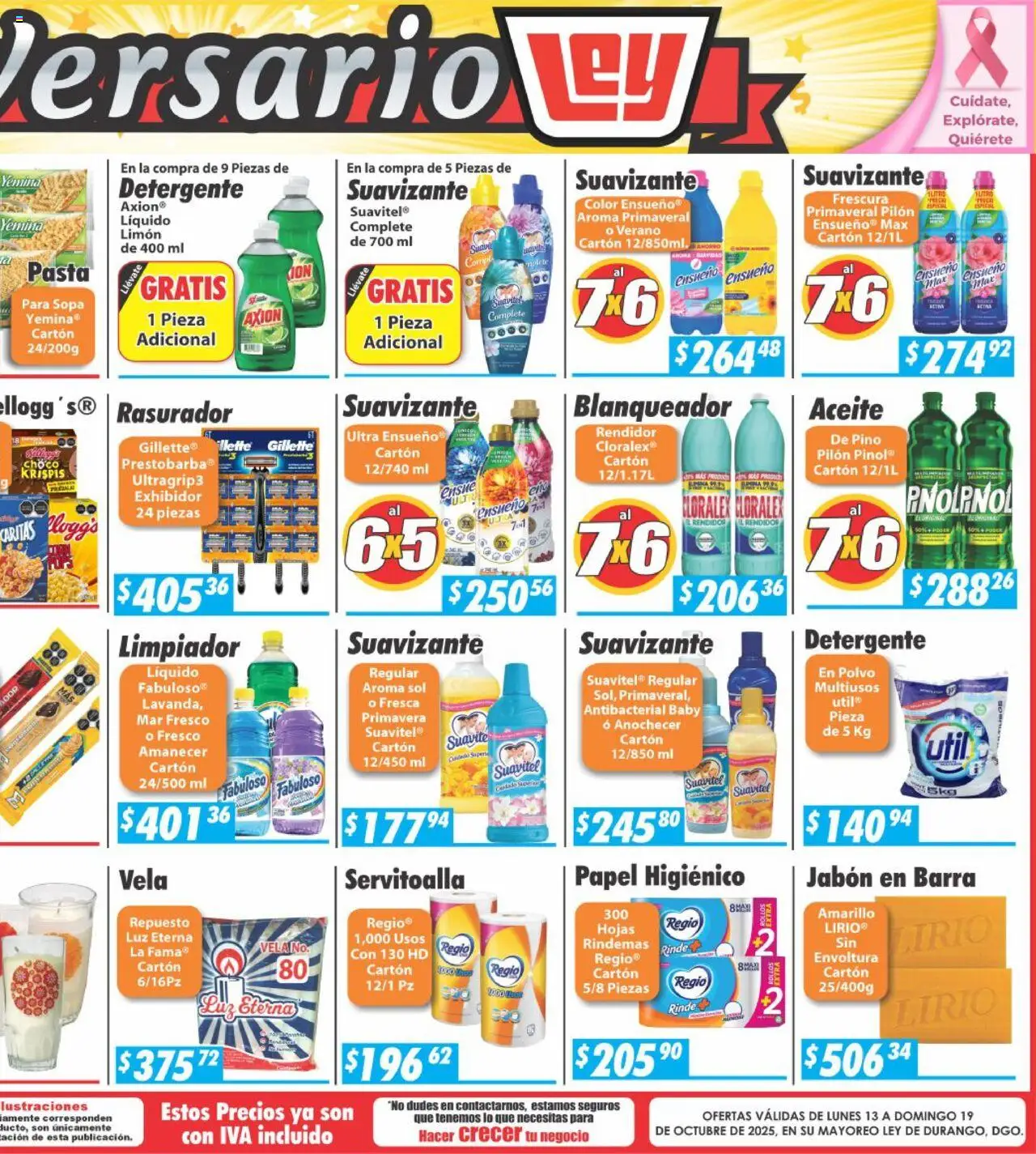 Nuevas ofertas de Casa Ley válidas en toda la República Mexicana desde el 13.10.2025. ¡Encuentra las mejores ofertas en Casa Ley - Folleto Mayoreo! | Página: 6 | Productos: Sopa, Pasta, Limpiador, Polvo