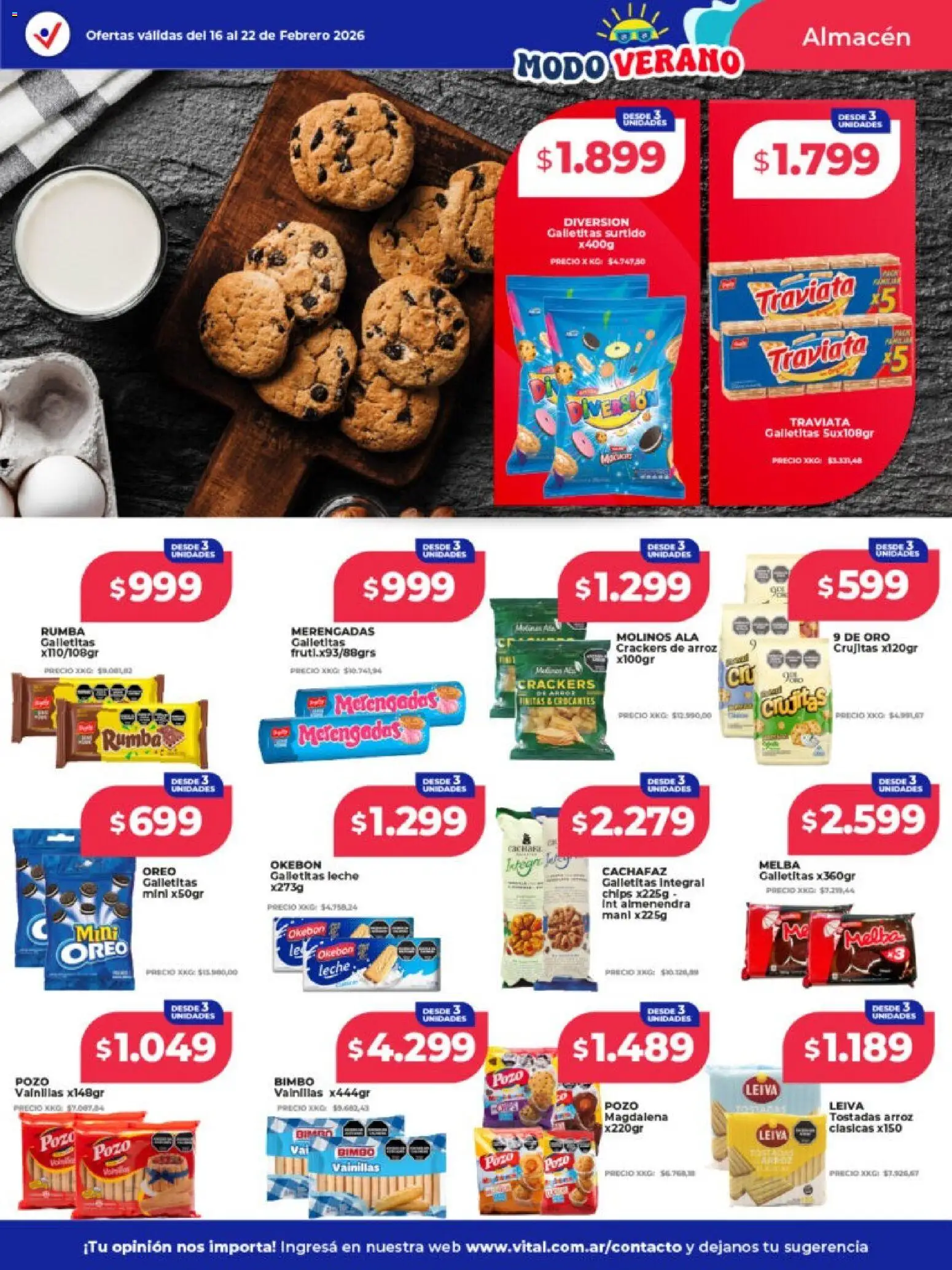 Vital - Ofertas - Mar del Plata  │ válido desde el 16.02.2026 | Página: 9 | Productos: Galletitas, Magdalena, Leche, Té