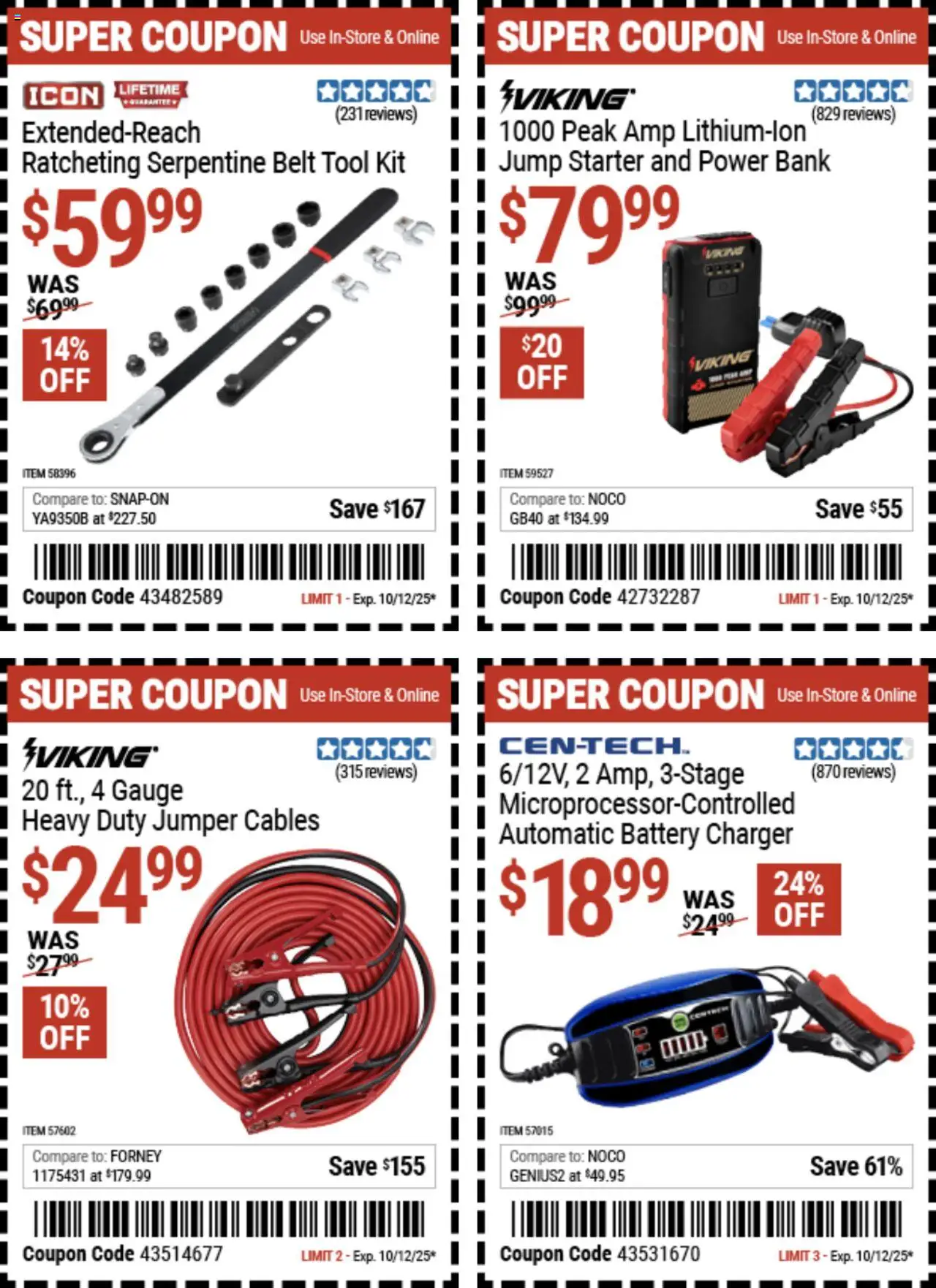 Harbor Freight Coupon Deals - valid from 29.09.2025 | Page: 4 | Products: Battery, Belt, Power Bank, Charger