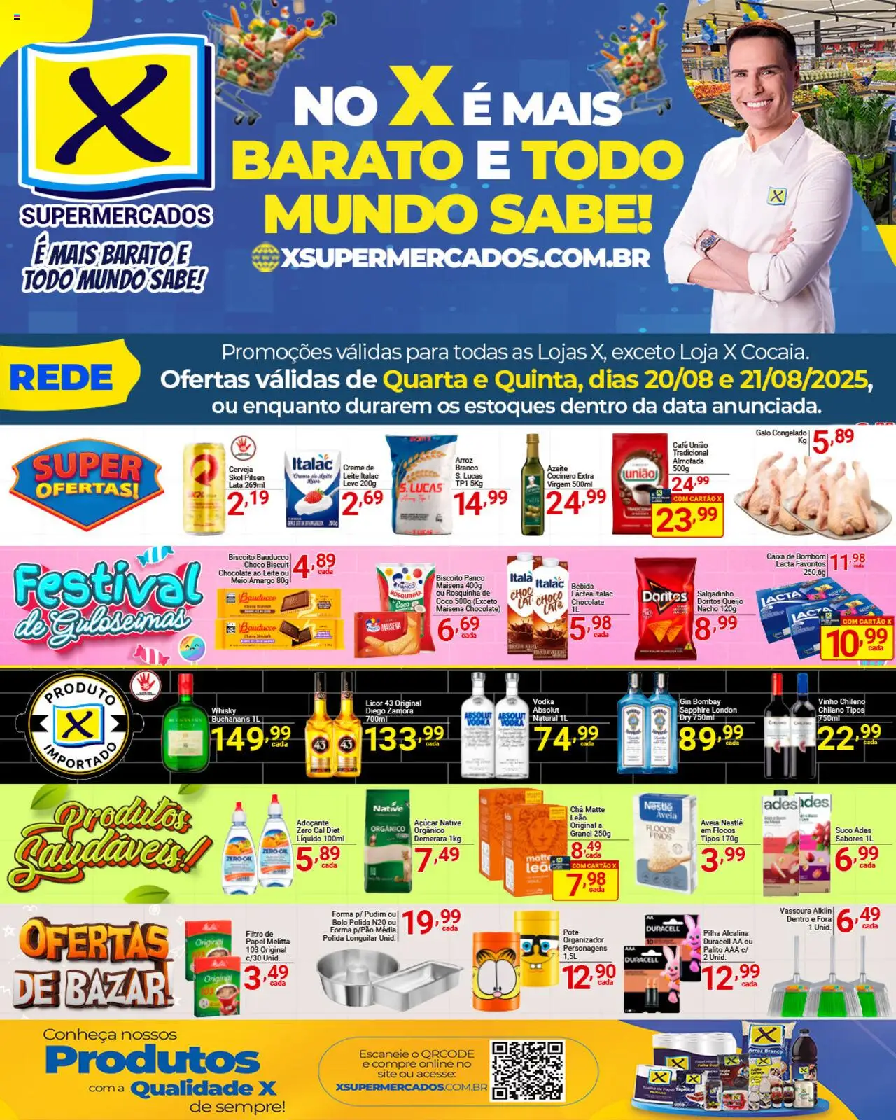 X Supermercados Folheto - válido de 20.08.2025 | Página: 1 | Produtos: Licor 43, Creme, Açúcar, Bombom