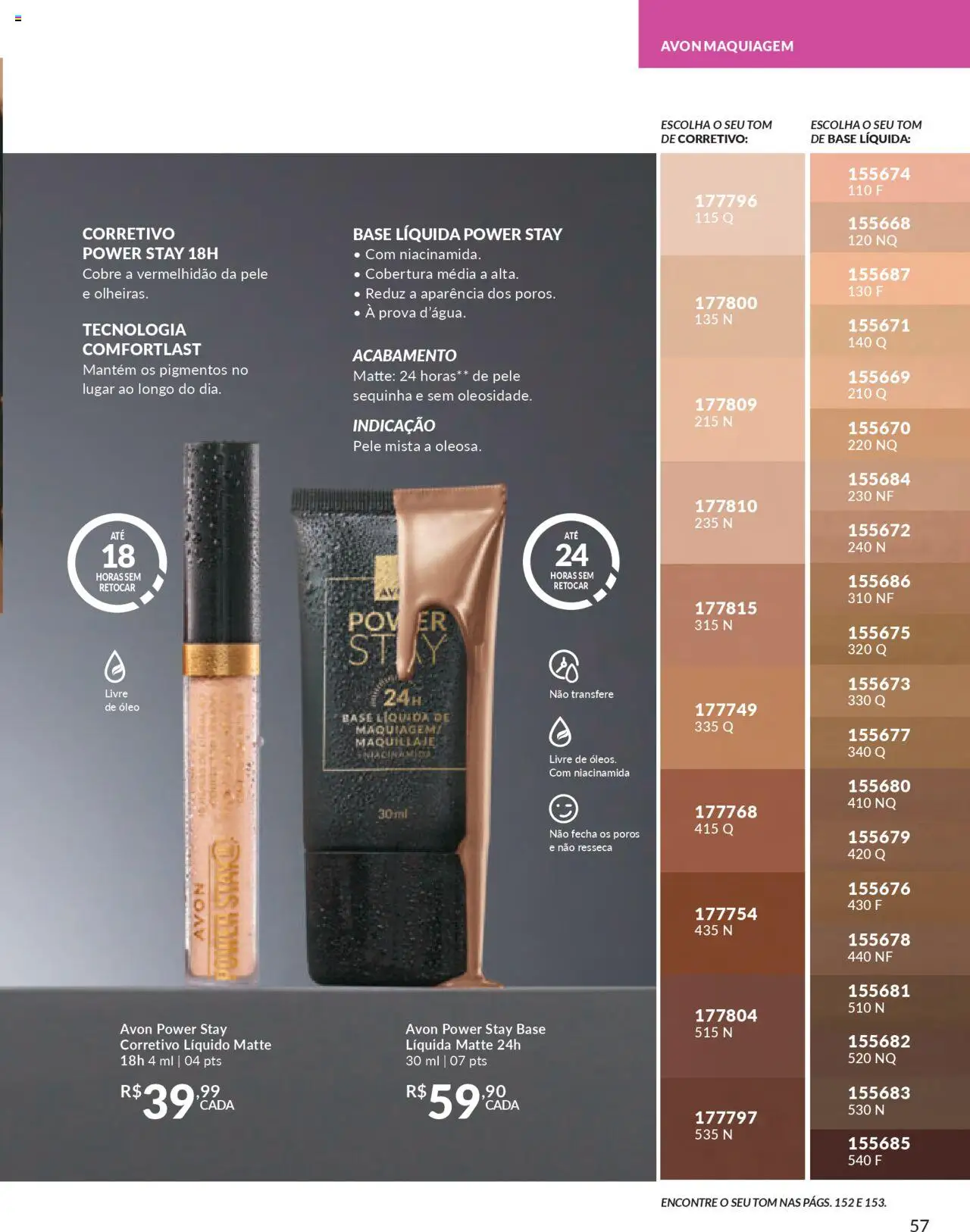 Avon Folheto - válido de 13.08.2025 | Página: 57 | Produtos: Maquiagem, Corretivo, Óleo, Base