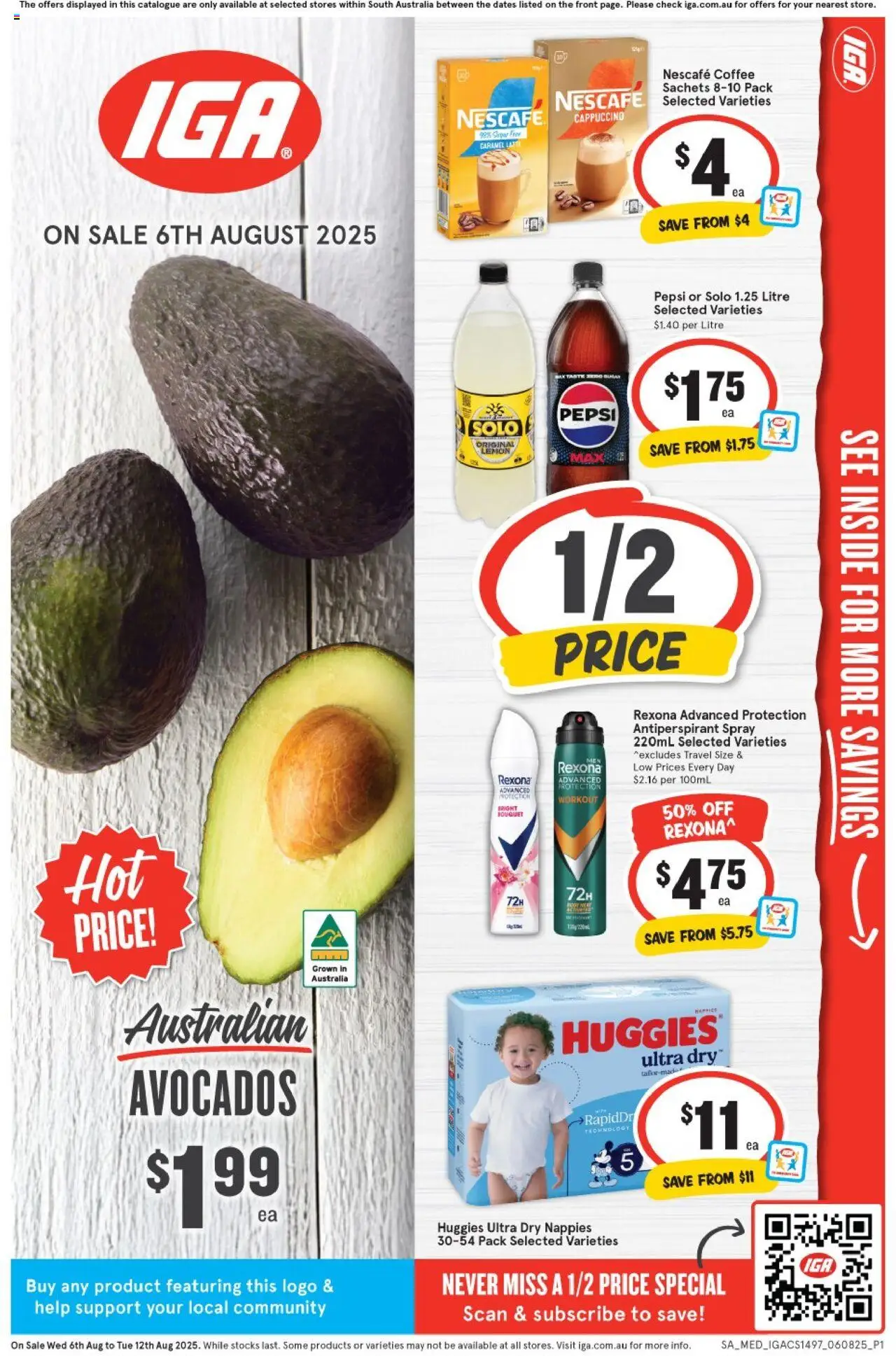 IGA catalogue - valid from 06.08.2025 | Page: 1 | Products: Coffee, Pepsi, Lemon, Nescafe