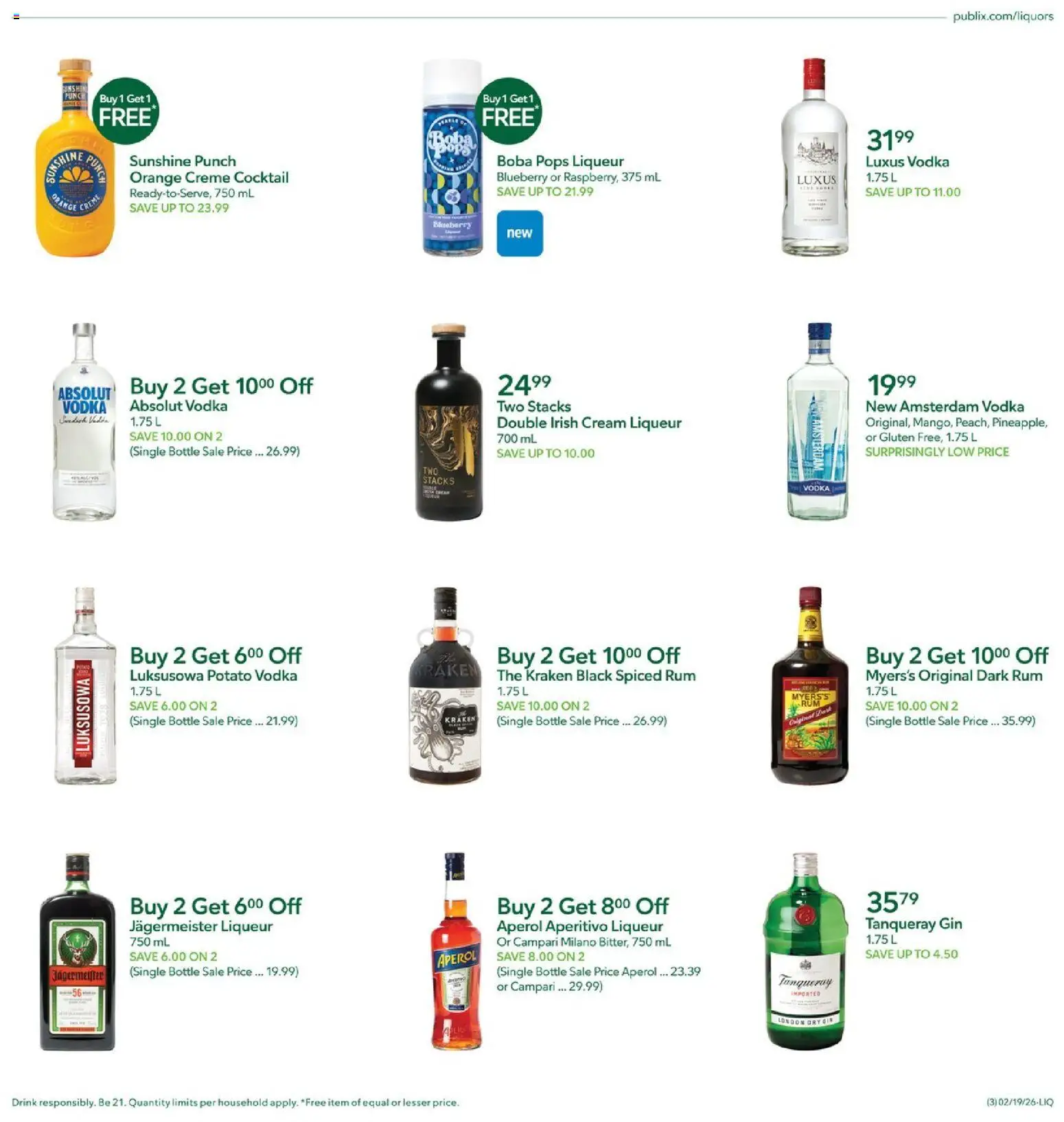 Publix Liquor - valid from 19.02.2026 | Page: 3 | Products: Gin, Cream, Vodka