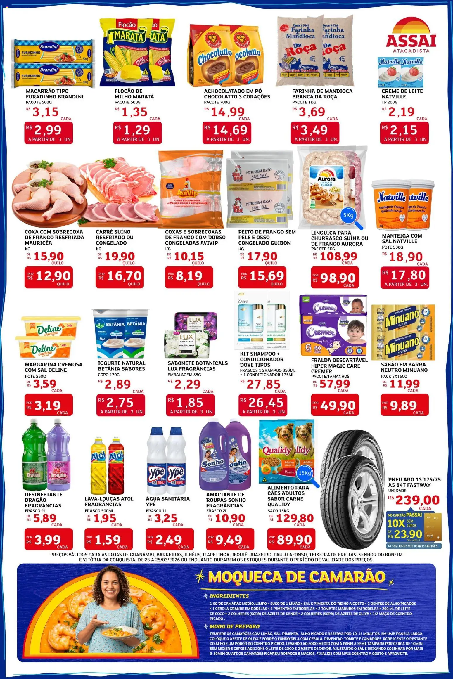 Assaí Atacadista Folheto - válido de 23.03.2026 | Página: 2 | Produtos: Mandioca, Condicionador, Camarão, Macarrão