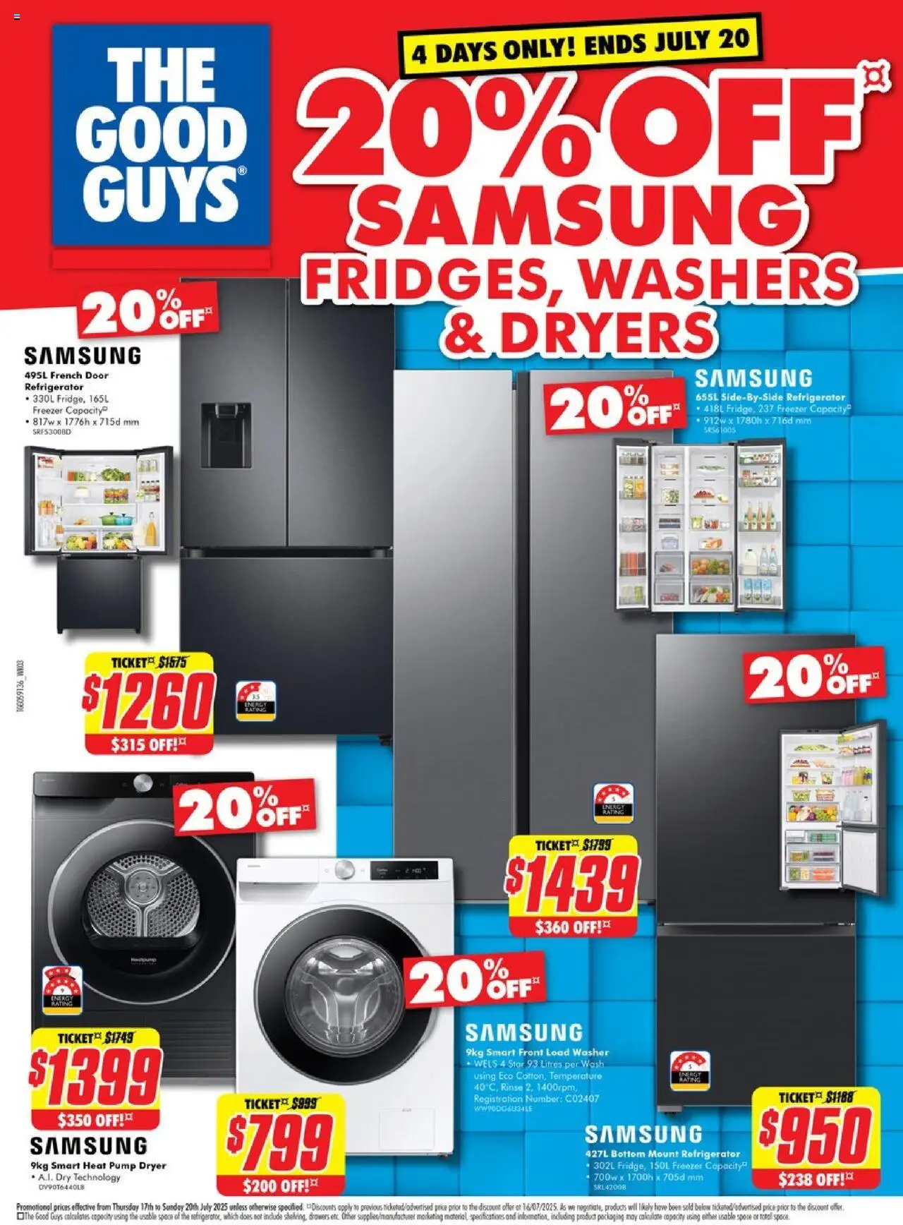 The Good Guys catalogue - valid from 17.07.2025 | Page: 1 | Products: Door, Freezer, Refrigerator, Dryer