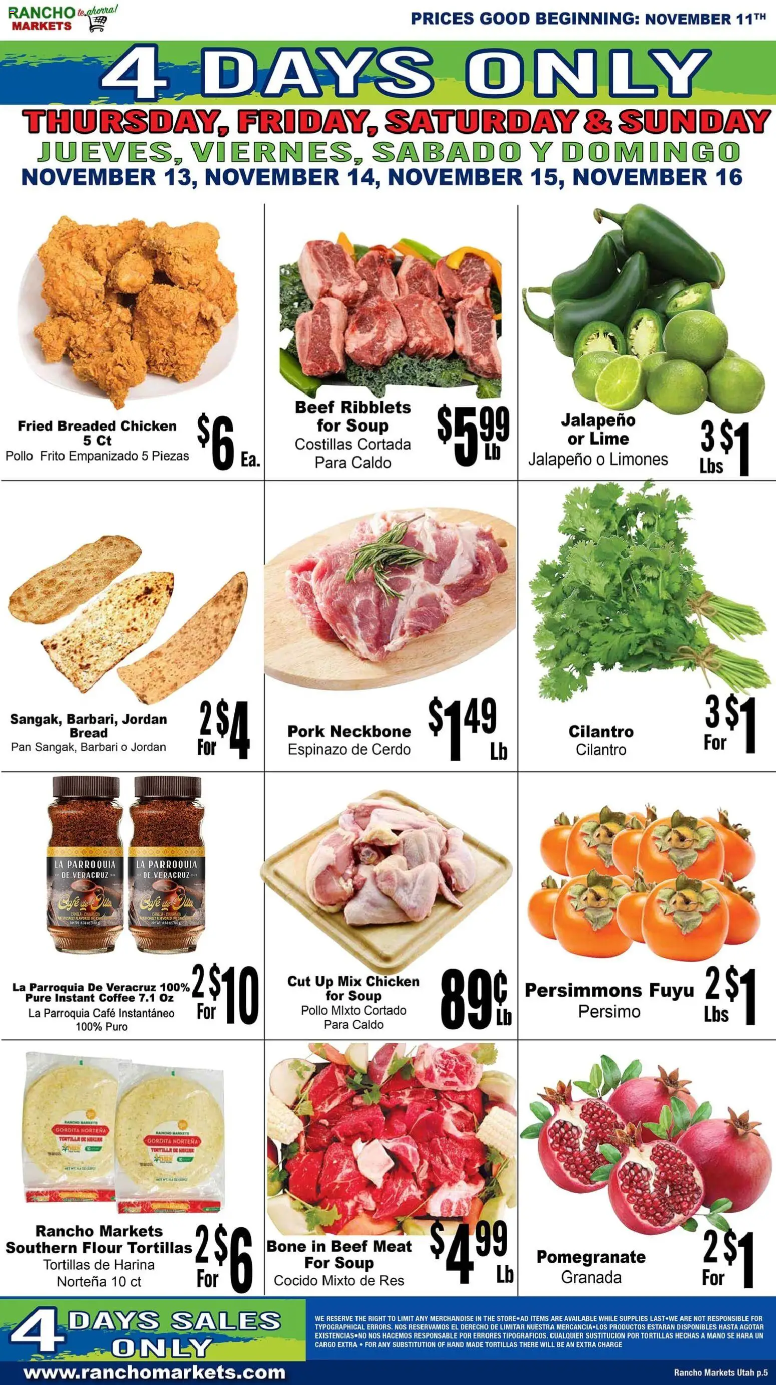 Rancho Markets Weekly Ad - valid from 11.11.2025 | Page: 5 | Products: Pan, Bread, Pork, Lime