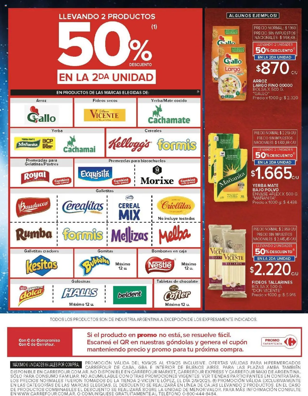 Carrefour ofertas │ válido desde el 10.09.2025 | Página: 3 | Productos: Mate, Galletitas, Chocolate, Fideos
