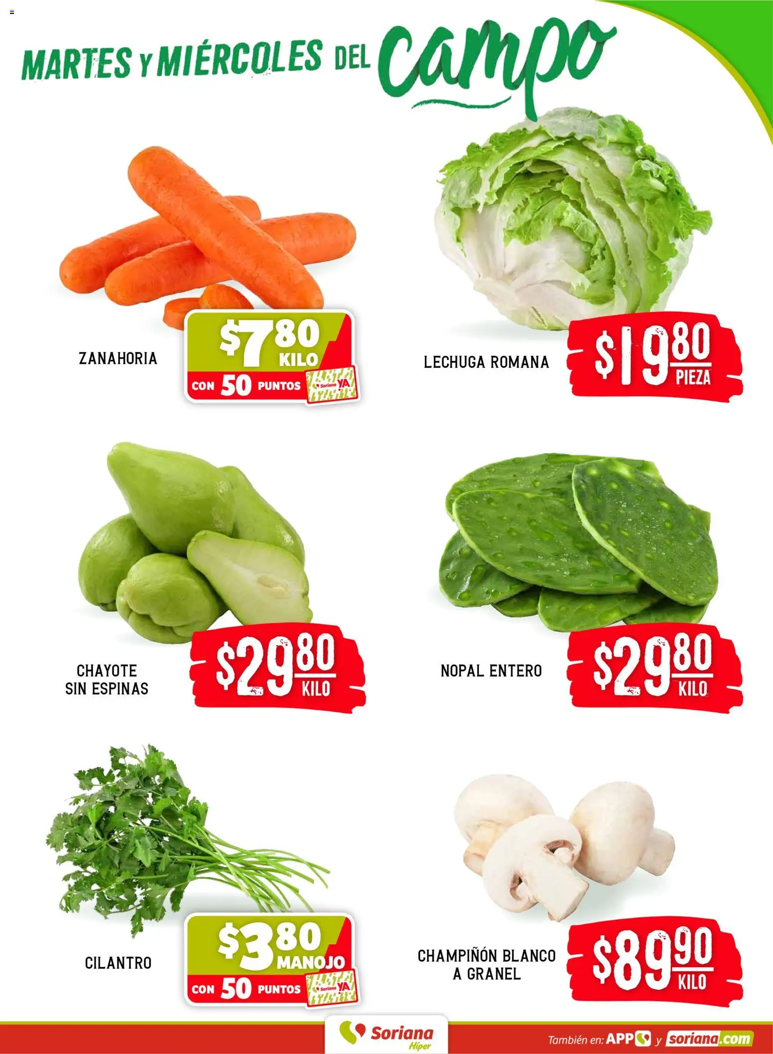 Nuevas ofertas de Soriana válidas en toda la República Mexicana desde el 10.03.2026. ¡Encuentra las mejores ofertas en Soriana Martes y Miércoles del Campo Híper: Tamaulipas (excepto Cd. Victoria y Tampico)! | Página: 3 | Productos: Lechuga, Zanahoria