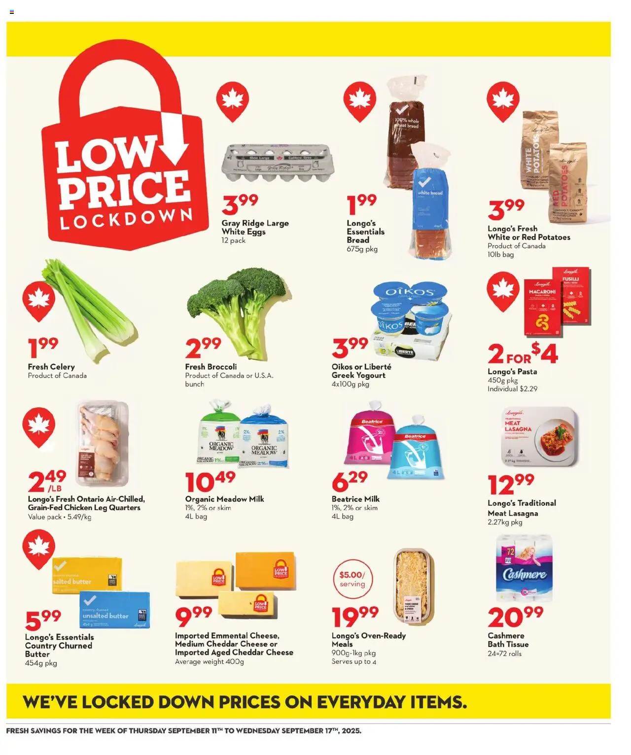 Longo's flyer valid from 11.09.2025 | Page: 17 | Products: Bag, Bath, Butter, Chicken