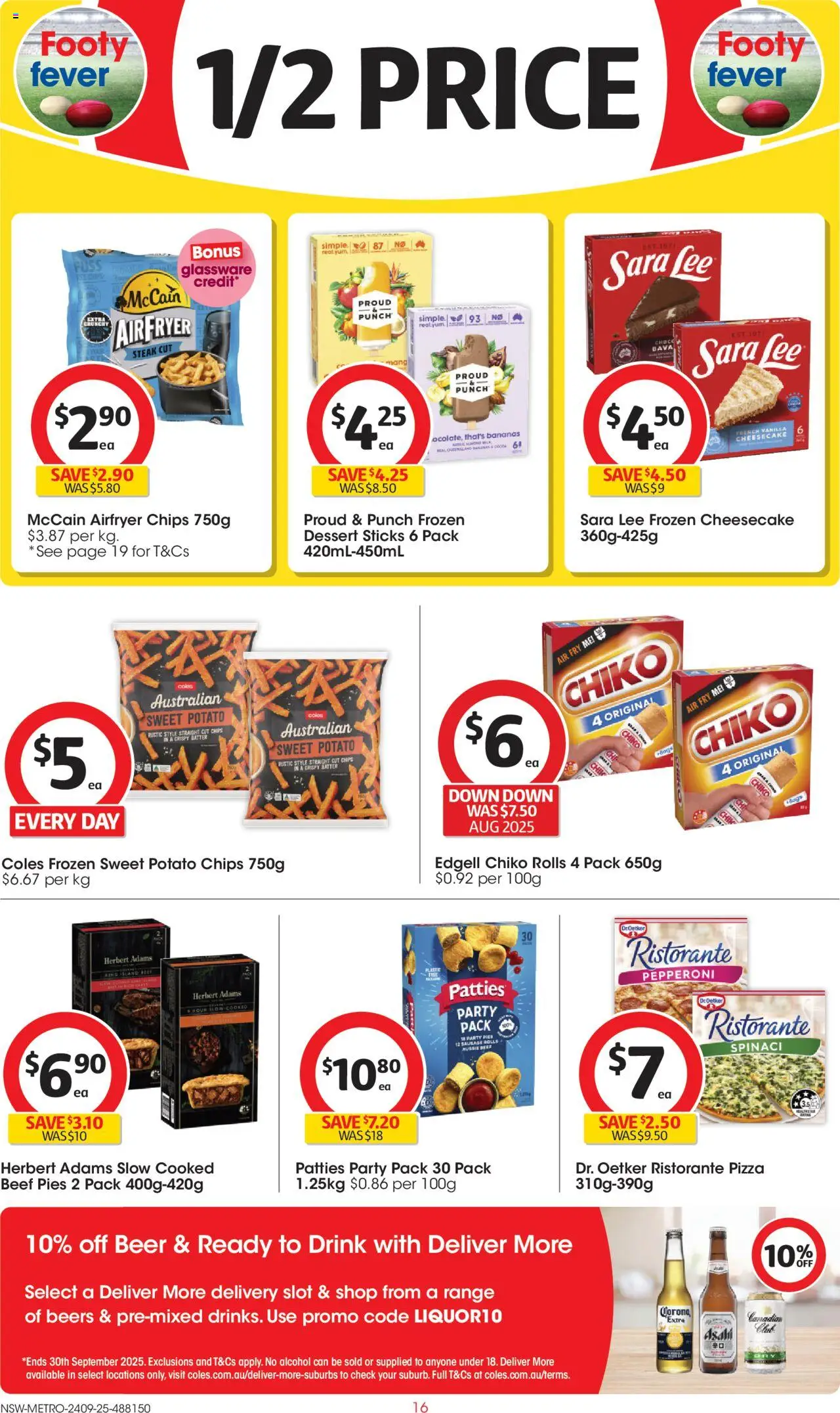 Coles catalogue - valid from 24.09.2025 | Page: 16 | Products: Pizza, Beer, Bananas, Steak