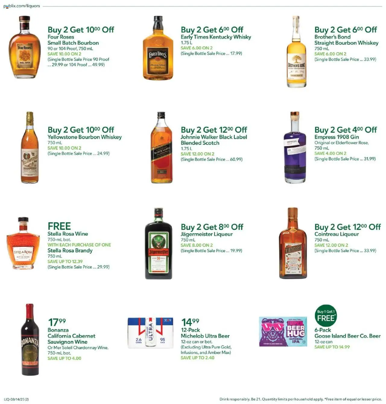 Publix Liquor - valid from 14.08.2025 | Page: 2 | Products: Butter, Wine, Beer, Whiskey