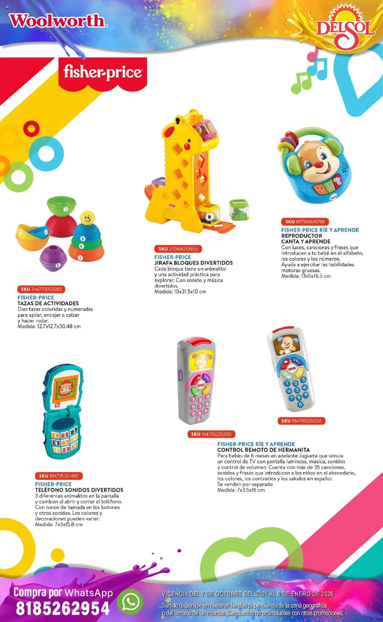 Nuevas ofertas de Del Sol y Woolworth válidas en toda la República Mexicana desde el 07.10.2025. ¡Encuentra las mejores ofertas en Del Sol y Woolworth - Catálogo Castillo Del Juguete! | Página: 4 | Productos: Reproductor, Control remoto, Teléfono