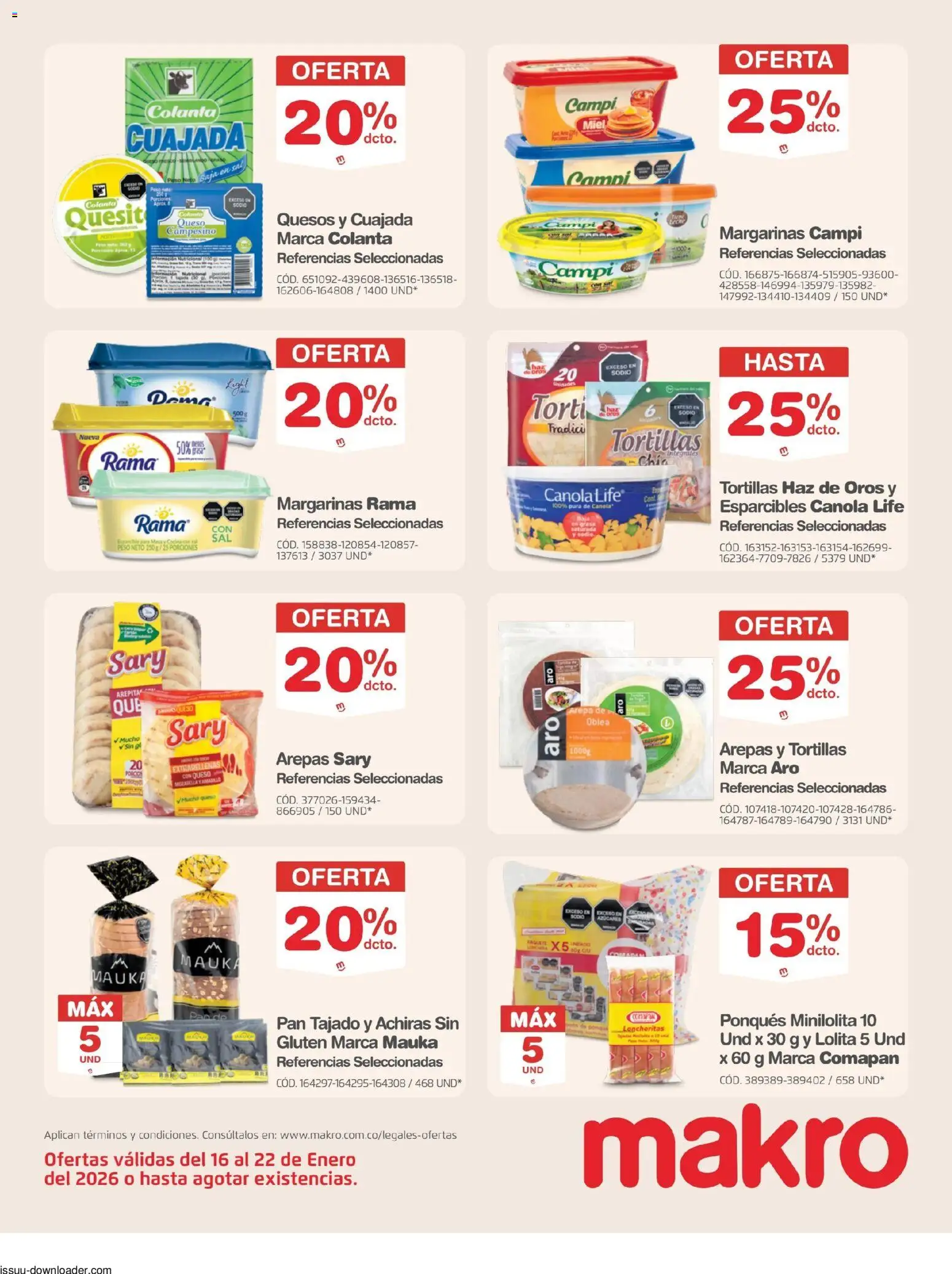 Makro revista - valida desde el 16.01.2026 | Página: 7 | Productos: Arepa, Sal, Peso, Pan