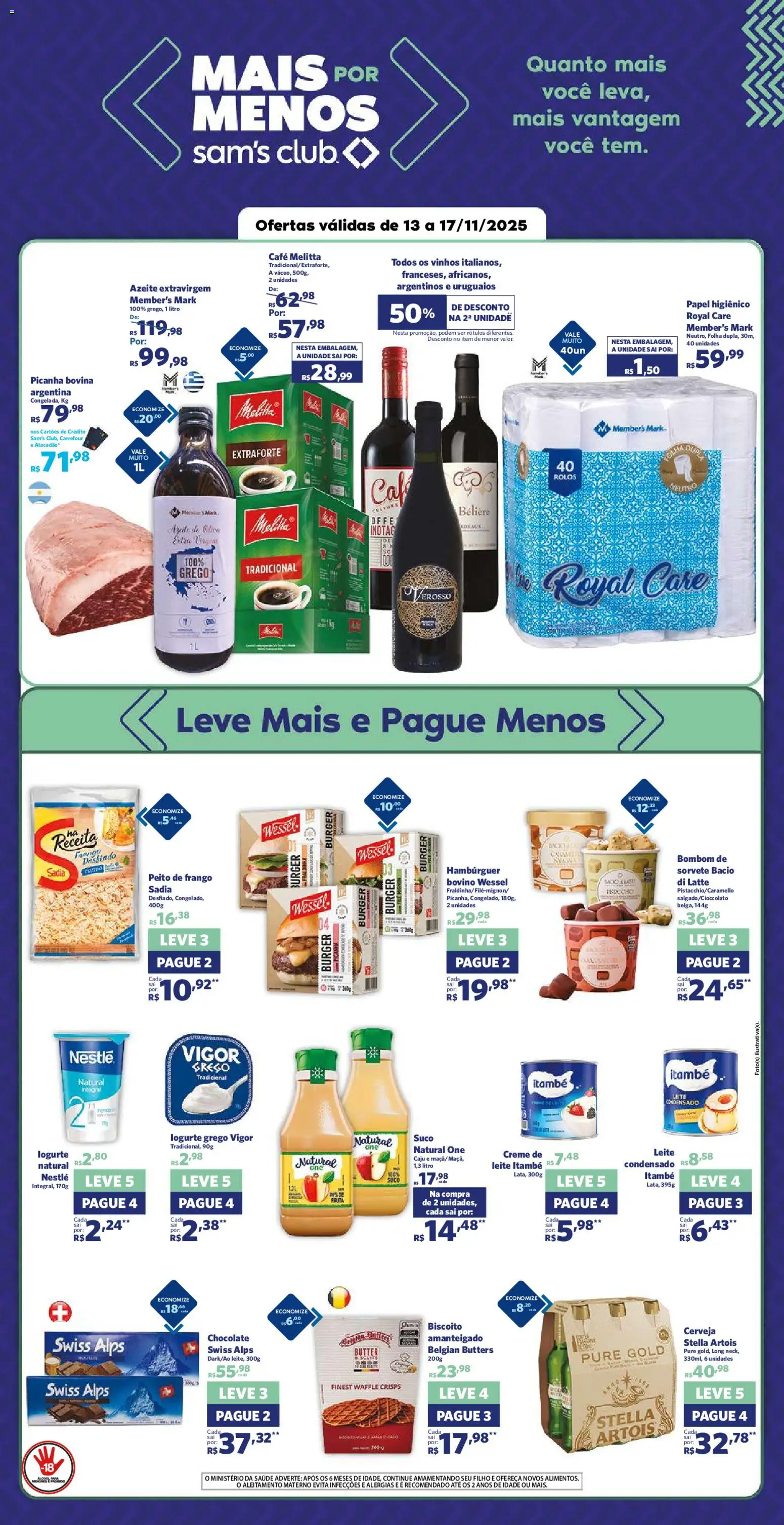 Sam's Club Folheto - válido de 13.11.2025 | Página: 1 | Produtos: Fraldinha, Picanha, Leite, Cerveja