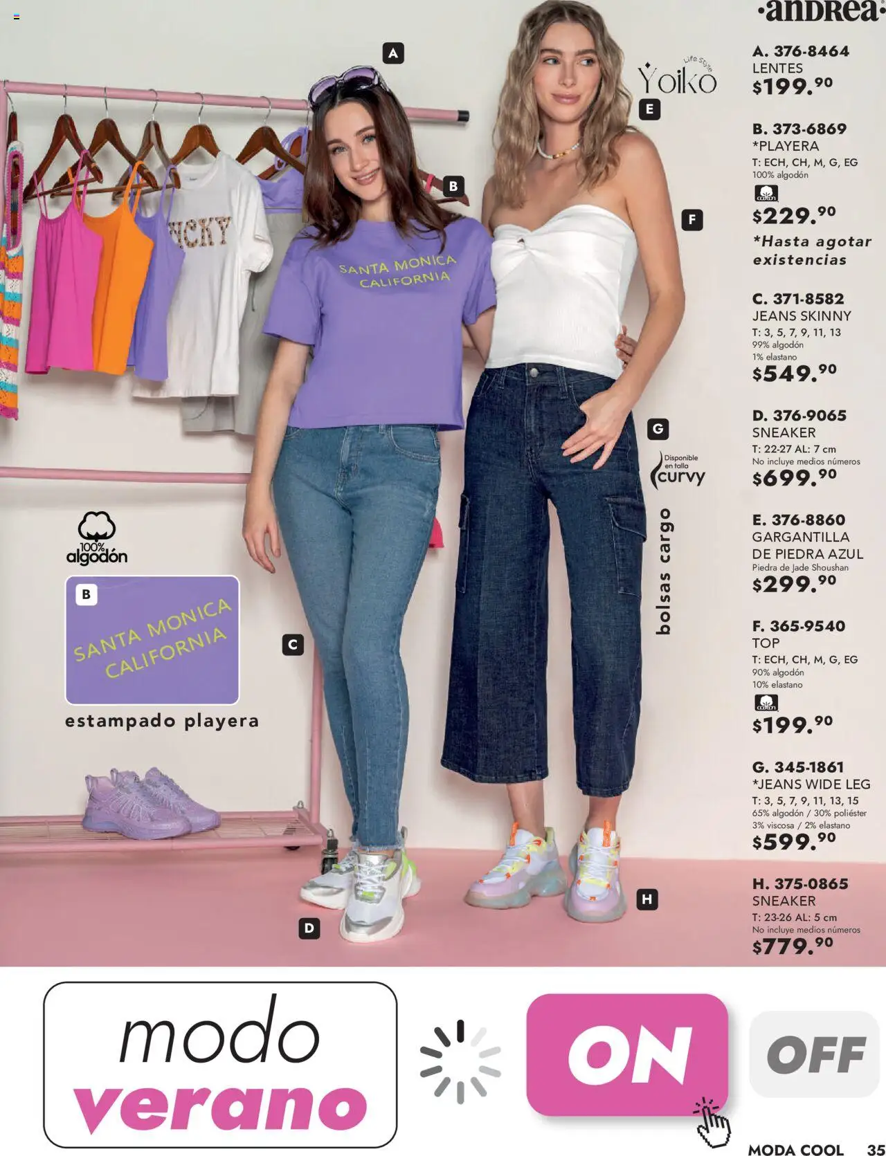 Nuevas ofertas de Andrea válidas en toda la República Mexicana desde el 25.05.2025. ¡Encuentra las mejores ofertas en Andrea - Catálogo Vestir Exterior! | Página: 35 | Productos: Lentes, Algodón, Playera, Gargantilla