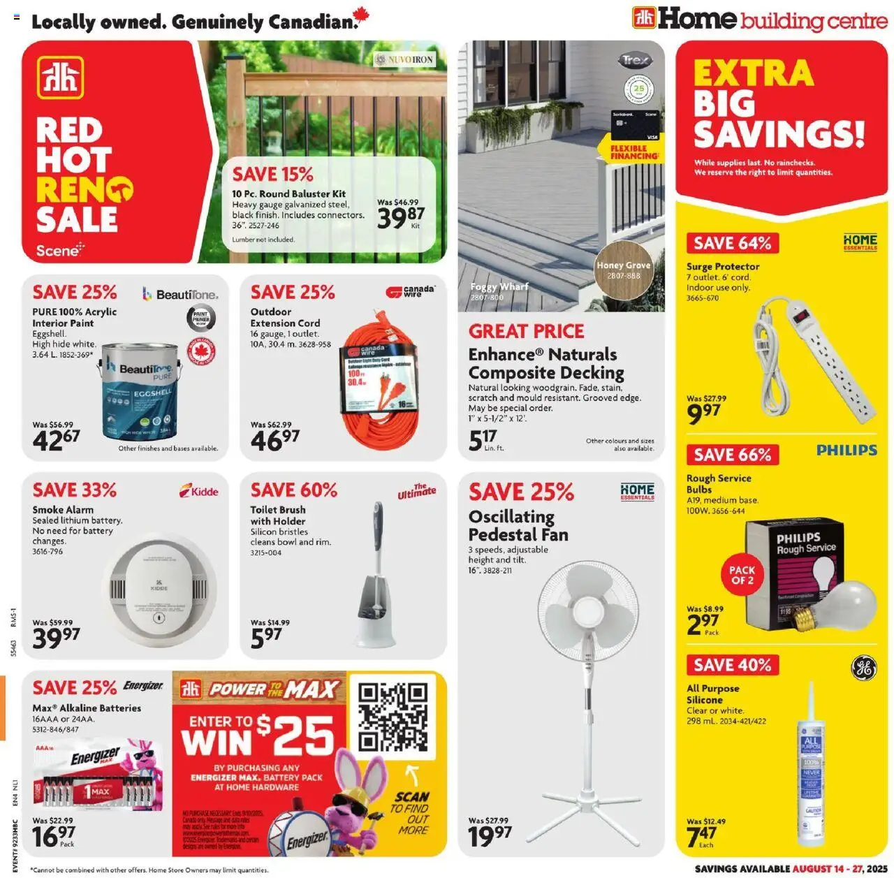 Home Hardware flyer valid from 14.08.2025 | Page: 1 | Products: Fan, Brush, Battery