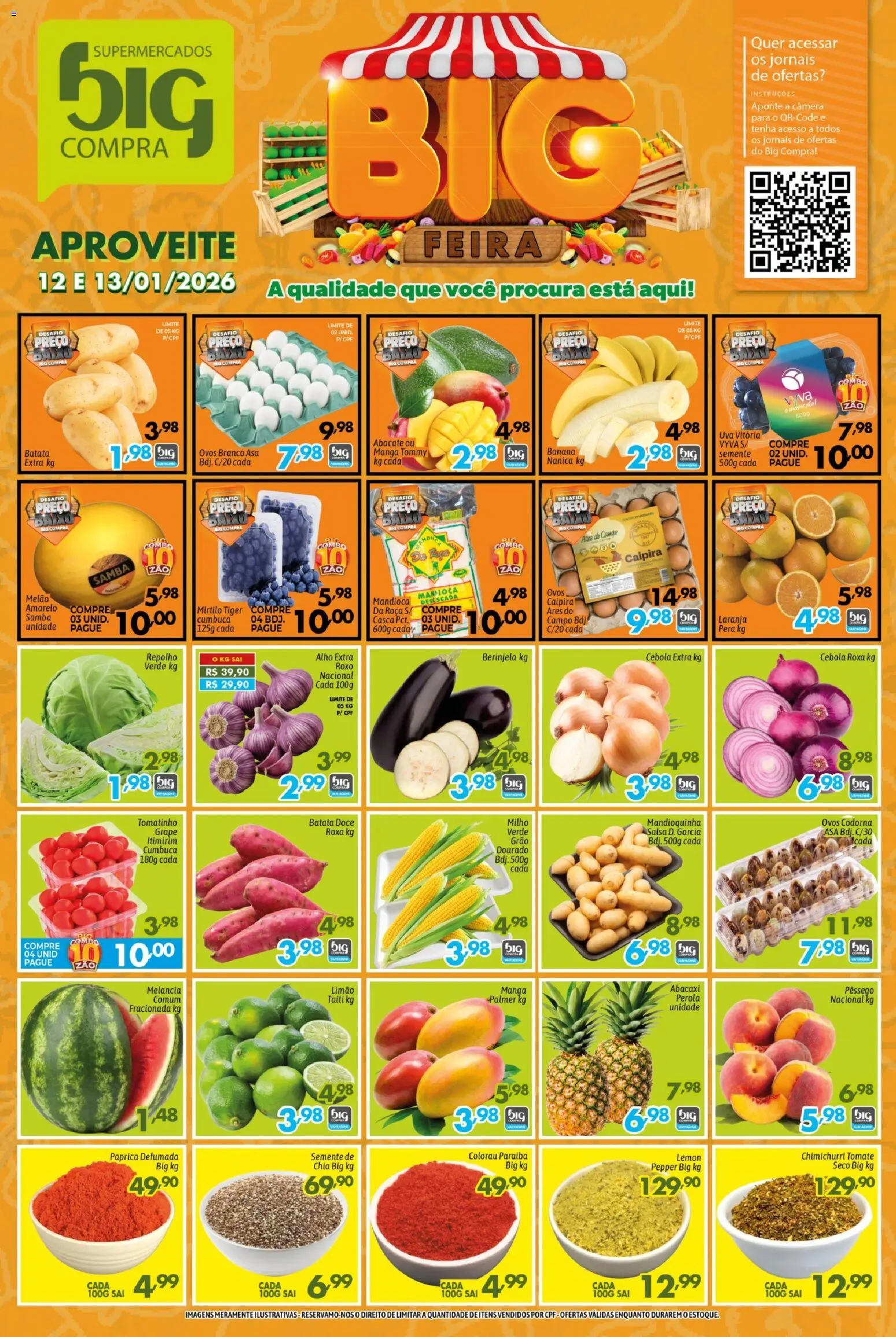 Big Compra Folheto - válido de 12.01.2026 | Página: 1 | Produtos: Berinjela, Repolho, Baixo, Colorau