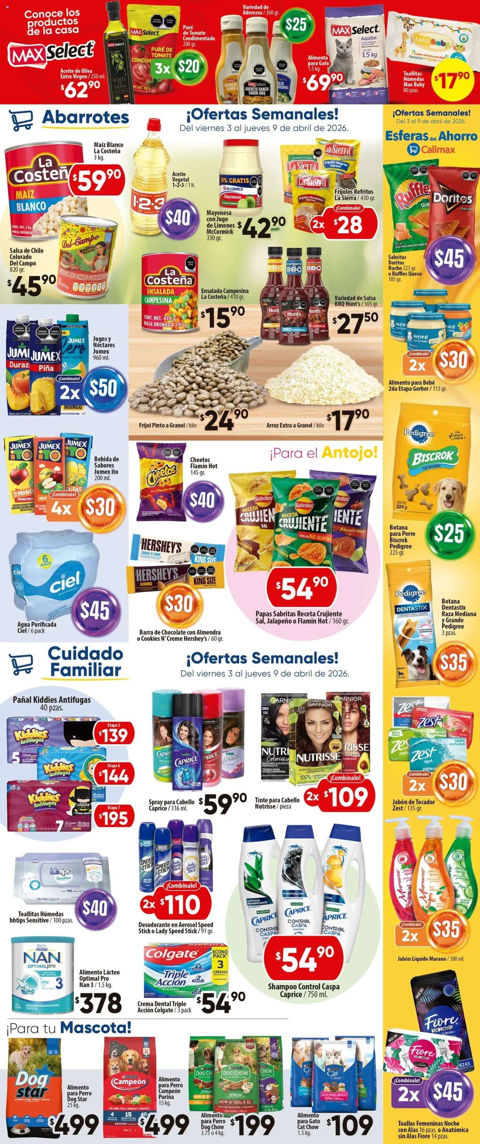 Nuevas ofertas de Calimax válidas en toda la República Mexicana desde el 03.04.2026. ¡Encuentra las mejores ofertas en Calimax folleto Mexicali y SLRC! | Página: 5 | Productos: Desodorante, Tomate, Toallitas húmedas, Sierra
