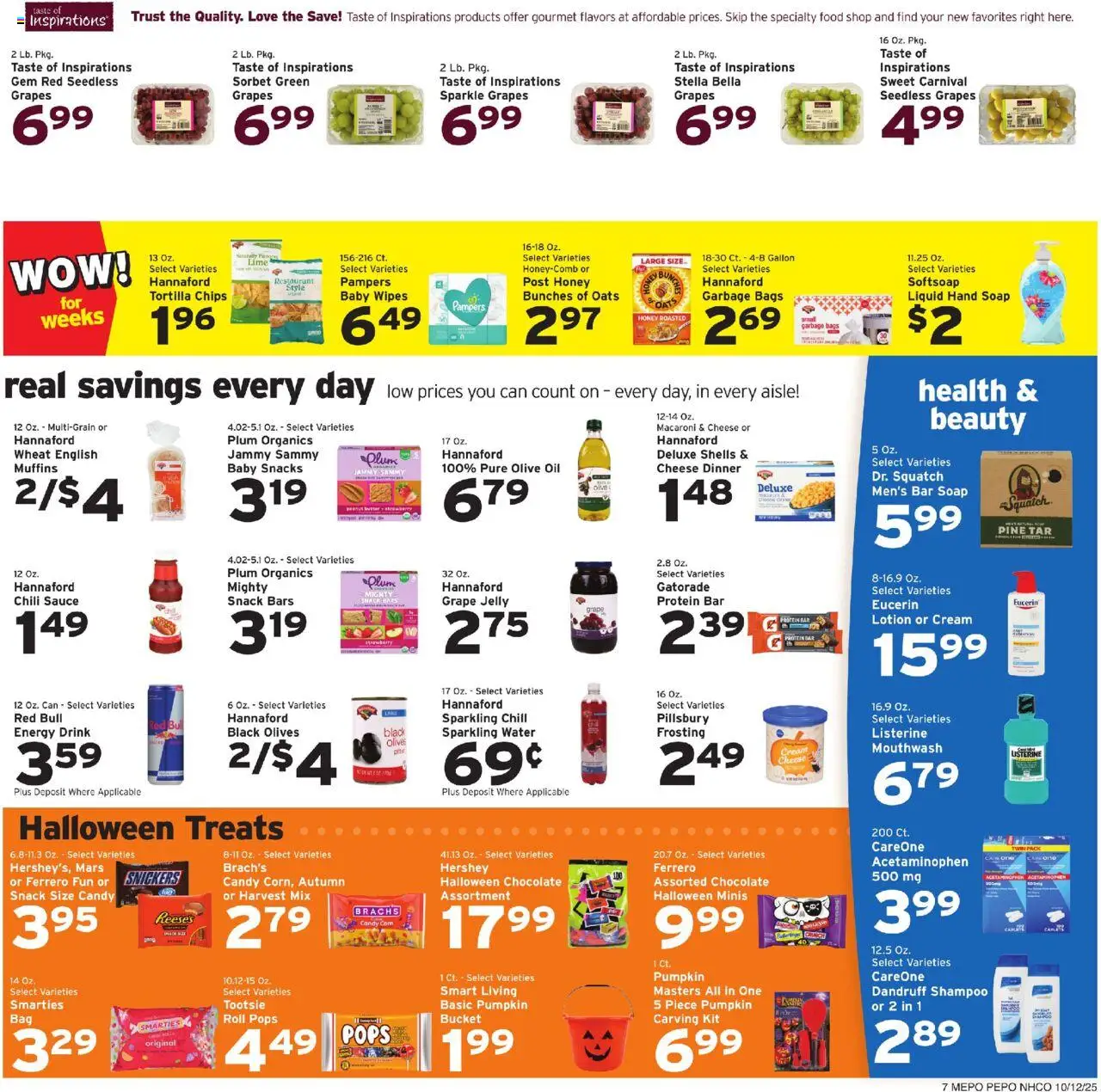 Hannaford Weekly Ad - valid from 12.10.2025 | Page: 7 | Products: Shampoo, Oil, Mouthwash, Sauce