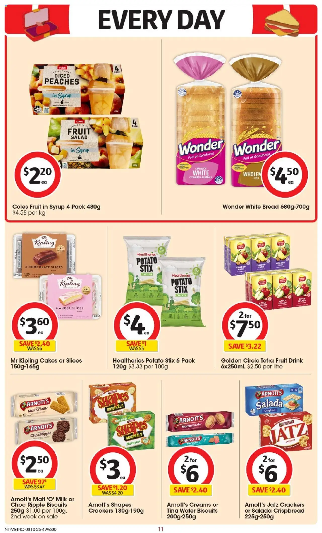 Coles catalogue - valid from 08.10.2025 | Page: 11 | Products: Crackers, Bread, Chocolate, Salad