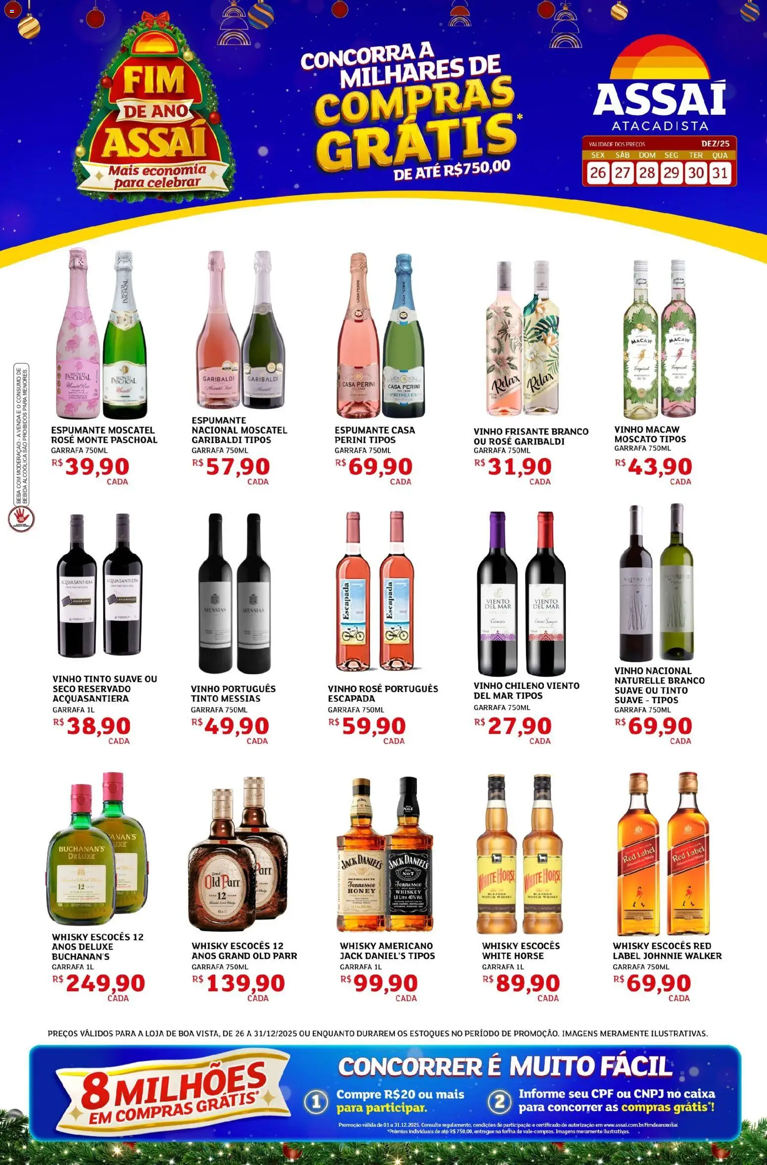 Assaí Atacadista Folheto - válido de 26.12.2025 | Página: 1 | Produtos: Espumante, Whisky, Caixa, Vinho