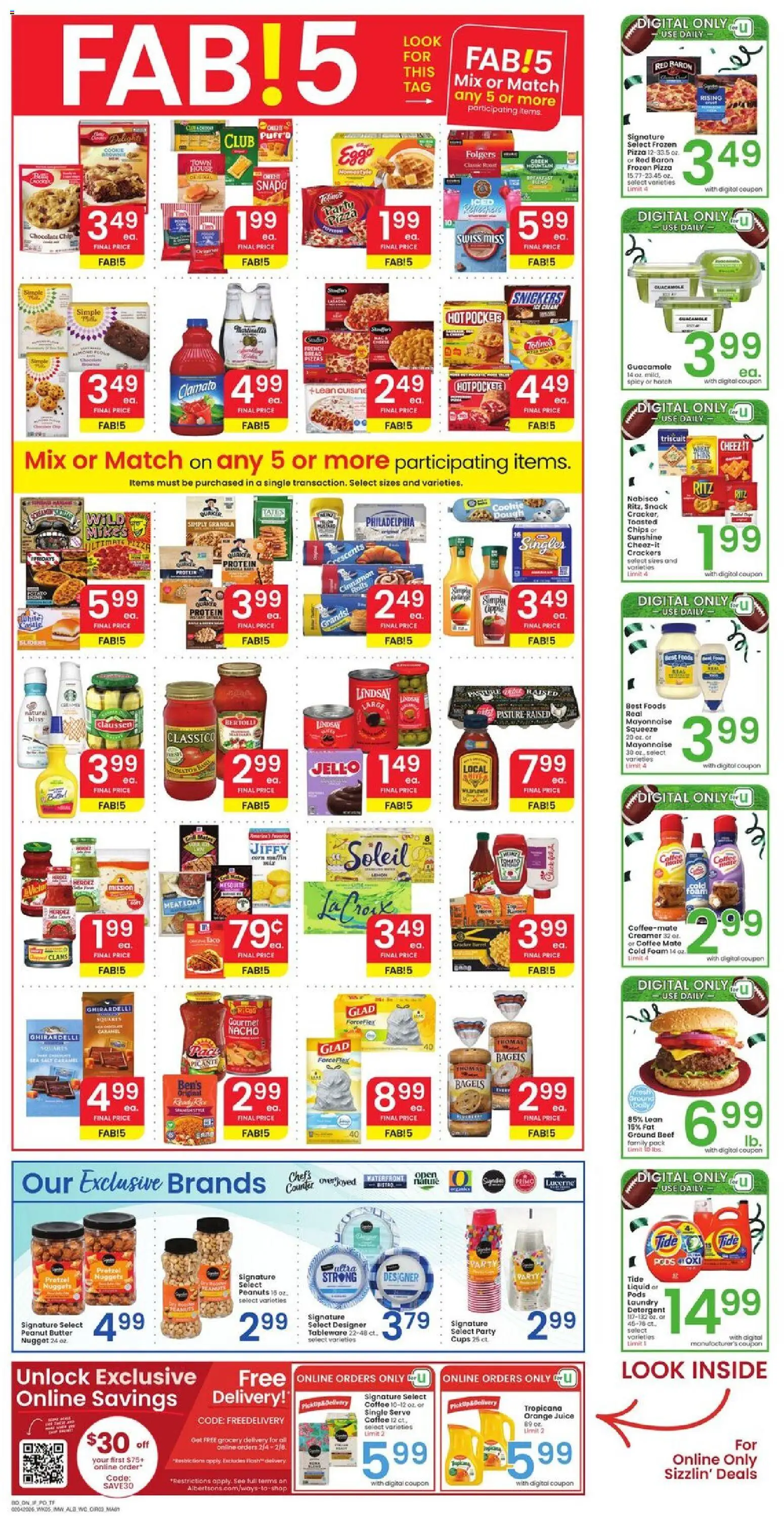 Albertsons Weekly Ad - valid from 04.02.2026 | Page: 2 | Products: Detergent, Chips, Muffin, Chocolate Chip