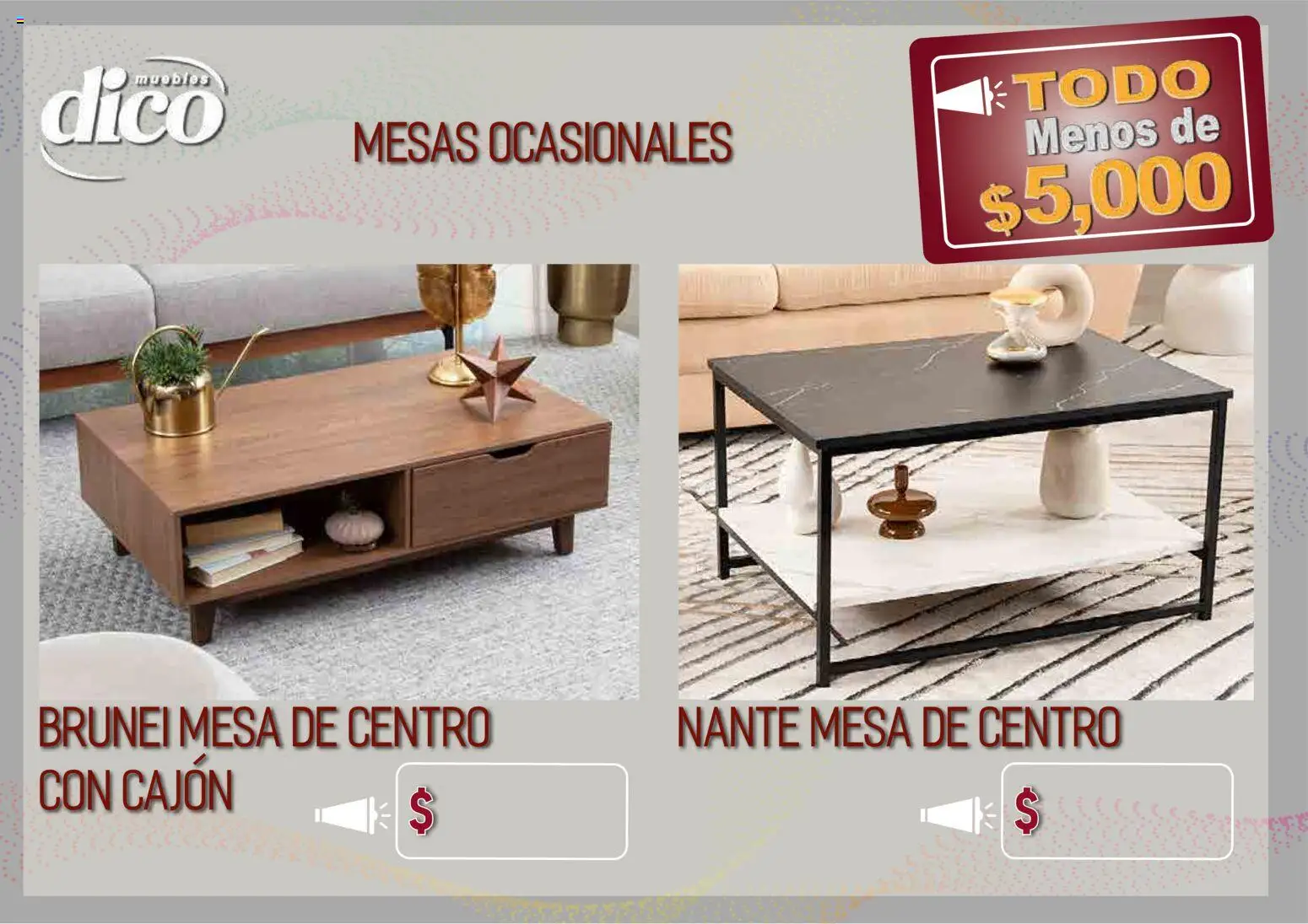 Nuevas ofertas de Muebles Dico válidas en toda la República Mexicana desde el 09.04.2026. ¡Encuentra las mejores ofertas en Muebles Dico catálogo Todo menos de 5000 Pacifico! | Página: 44 | Productos: Mesa de centro, Mesa
